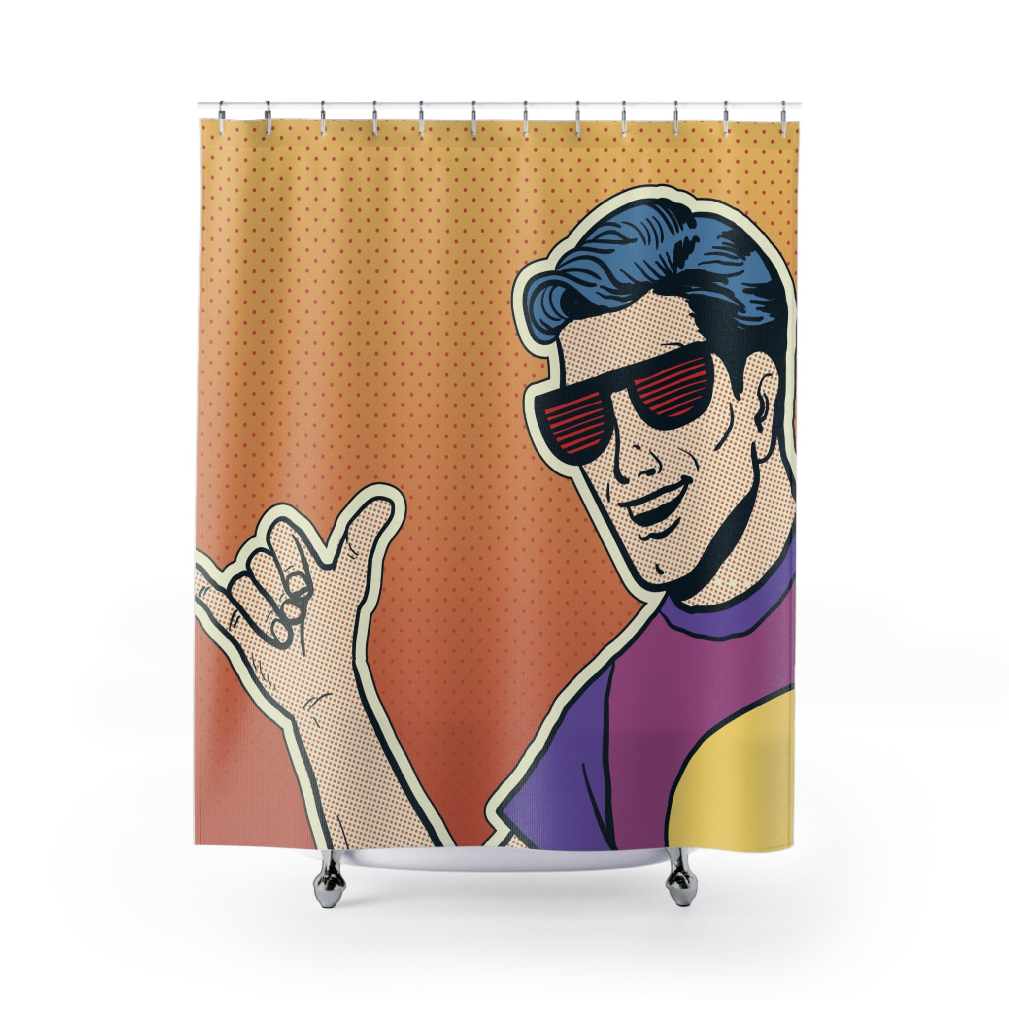 Retro Pop Art Shower Curtain, Fun Bathroom Decor, Vintage Style, Gift for him or her, Summer Vibes, Cool Home Accent