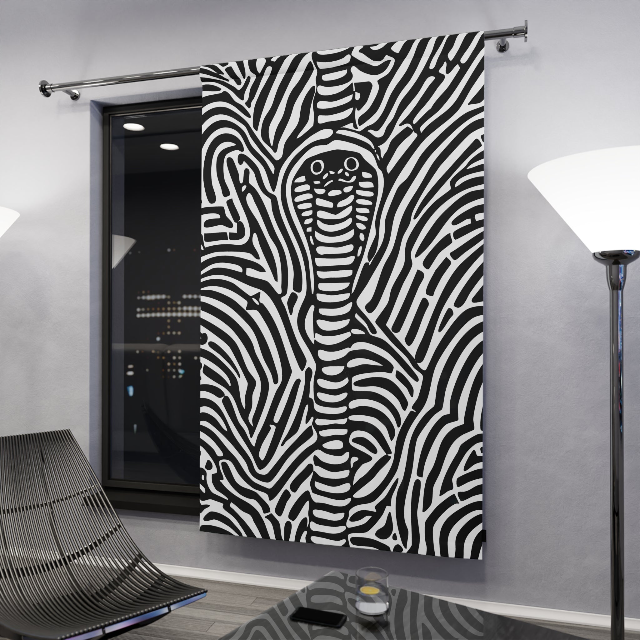 Oh My Cobra Design Blackish Blackout Window Curtain