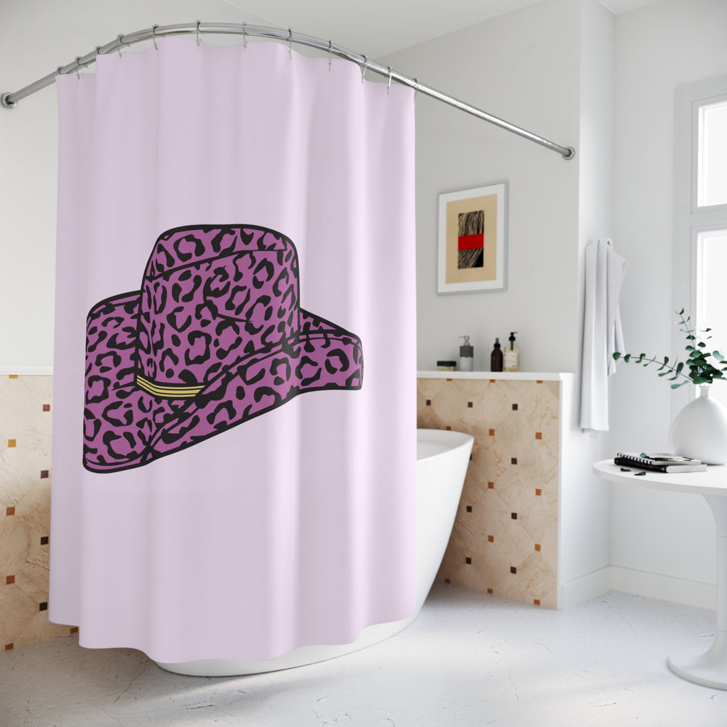 Bachelorette Party Gift Cowgirl Pink Cheetah Shower Curtain with Pink Leopard Print, Western Bathroom Decor, Fun Home Accessory, Gift for Cowgirl Lovers, Floral Theme