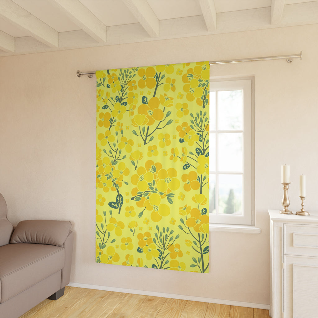 Canola Floral Pattern Blackout Window Curtain