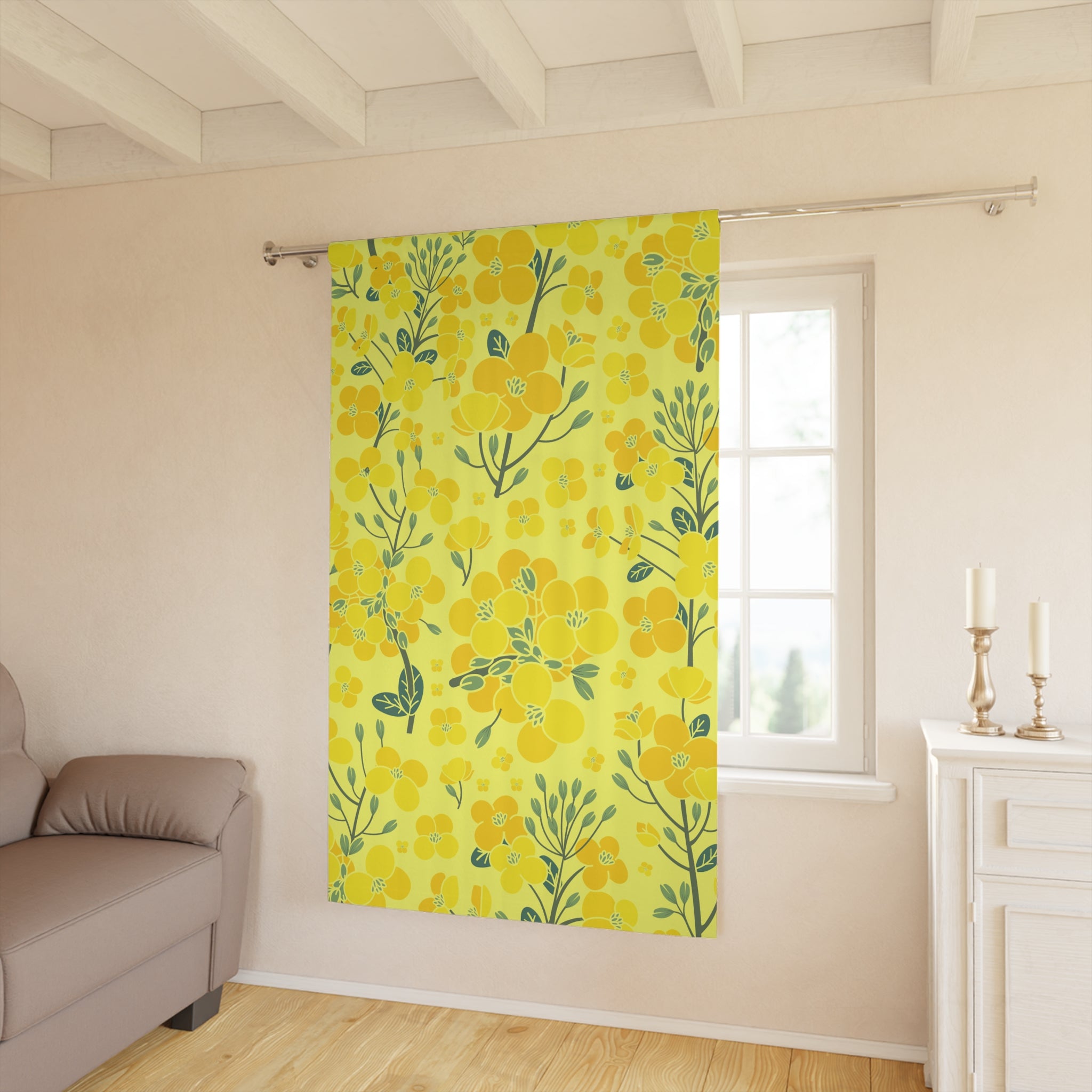 Canola Floral Pattern Blackout Window Curtain