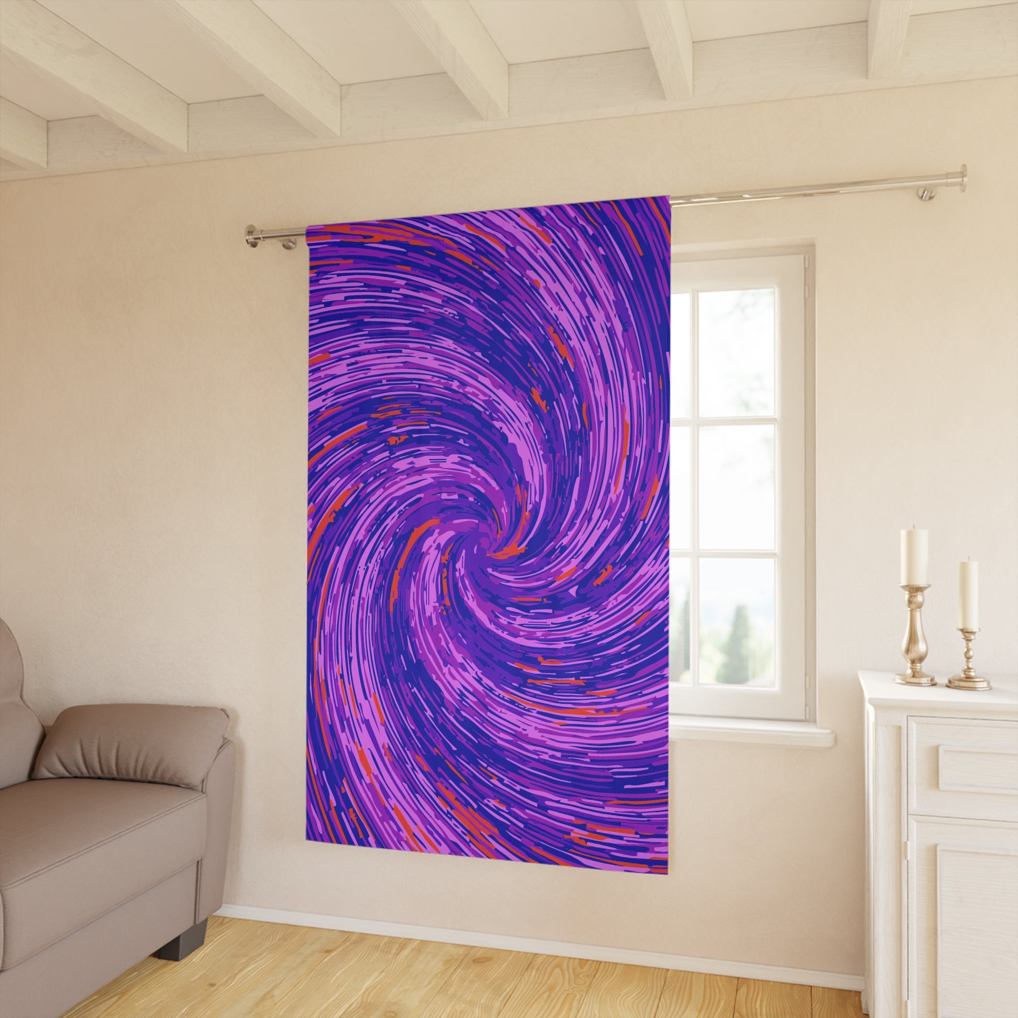 Abstract Pink Swirly Temple Blackout Window Curtain
