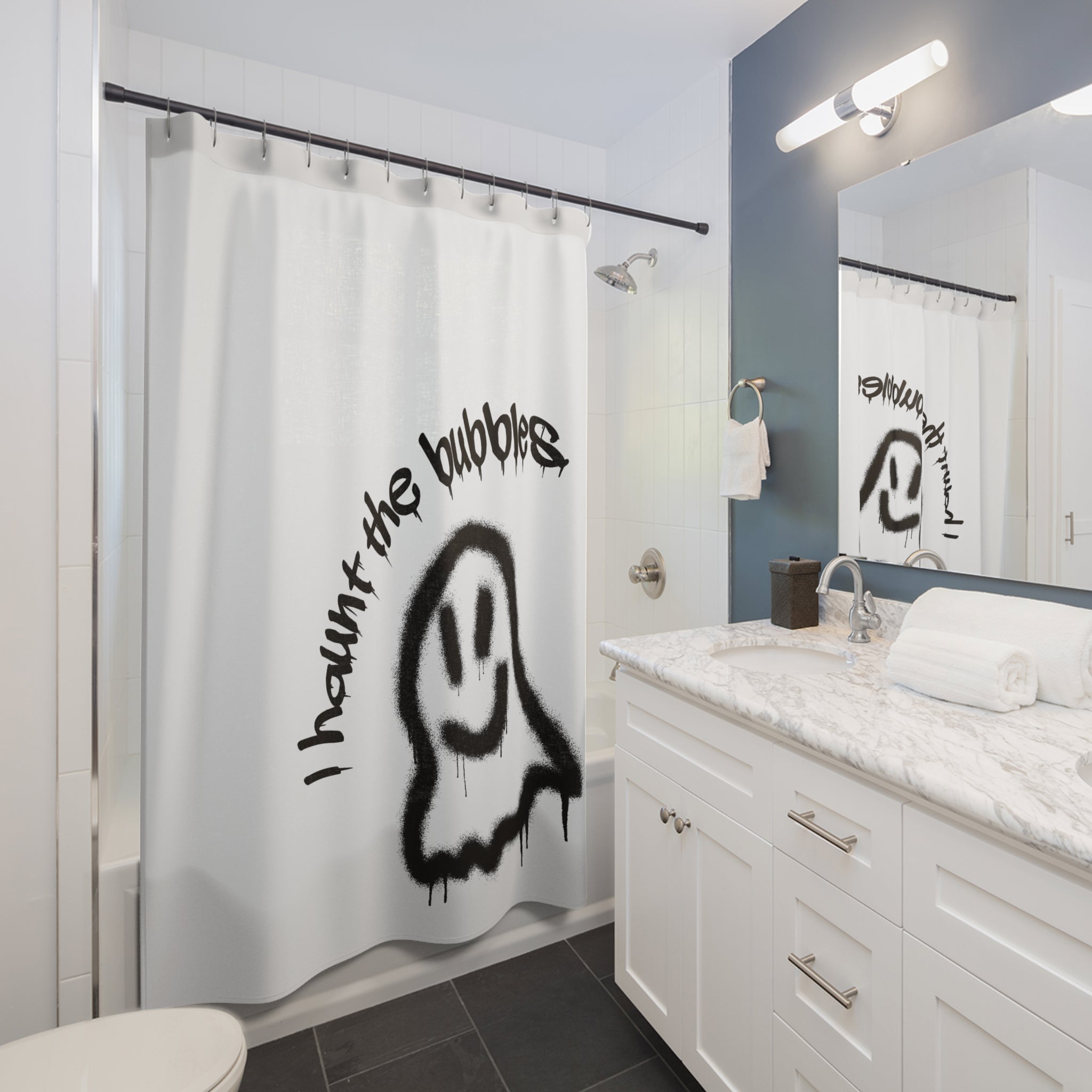 Ghostly Bubble Shower Curtain, Fun Bathroom Decor, Halloween Party Essentials, Kids Room Accessories, Unique Gift Ideas
