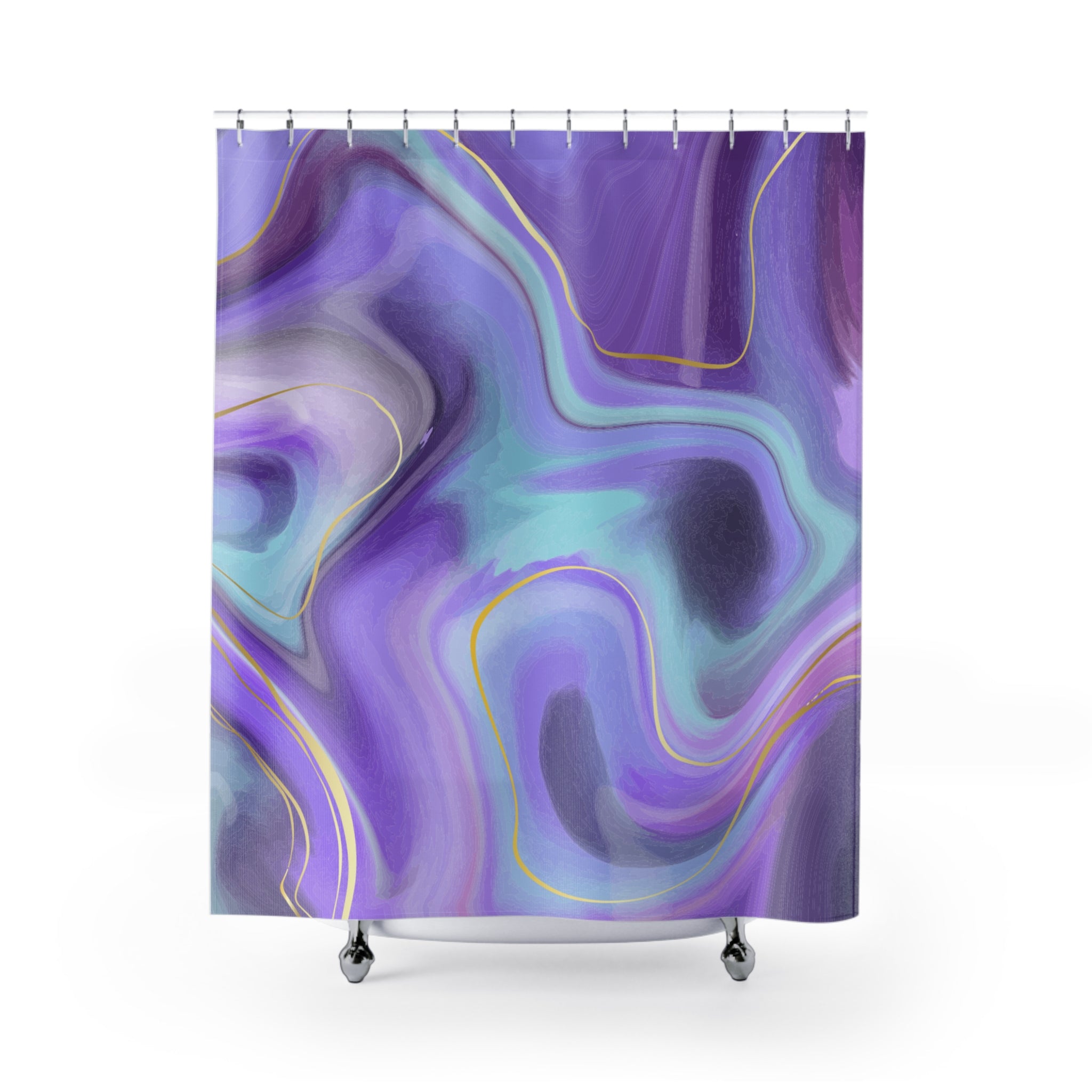 Vibrant Abstract Shower Curtain, Purple Wave Pattern Home Decor, Bathroom Accessories, Gift for Housewarming, Boho Style