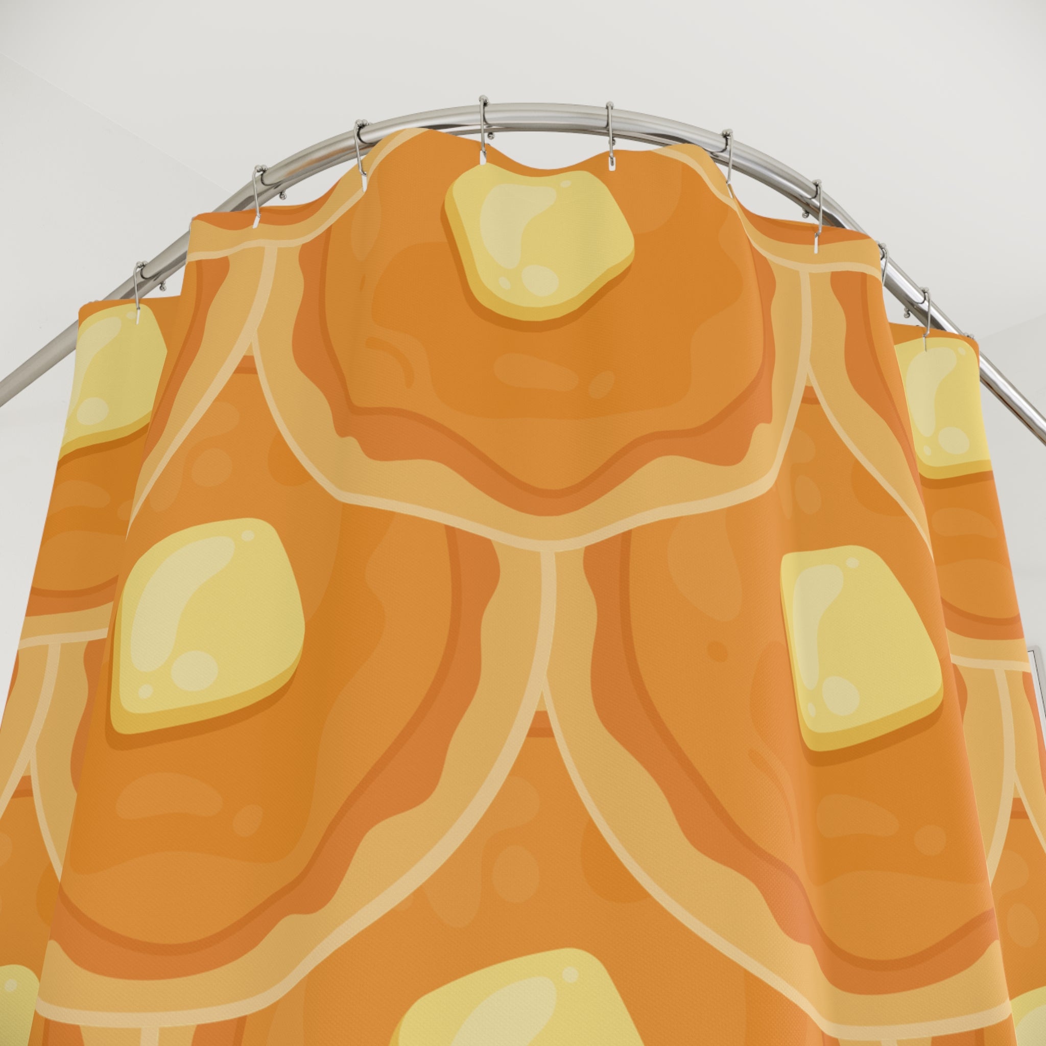 Pancake Scaled Pattern Shower Curtain, Fun Bathroom Decor, Kitchen Themed Gift, Breakfast Lovers, Unique Gift Idea