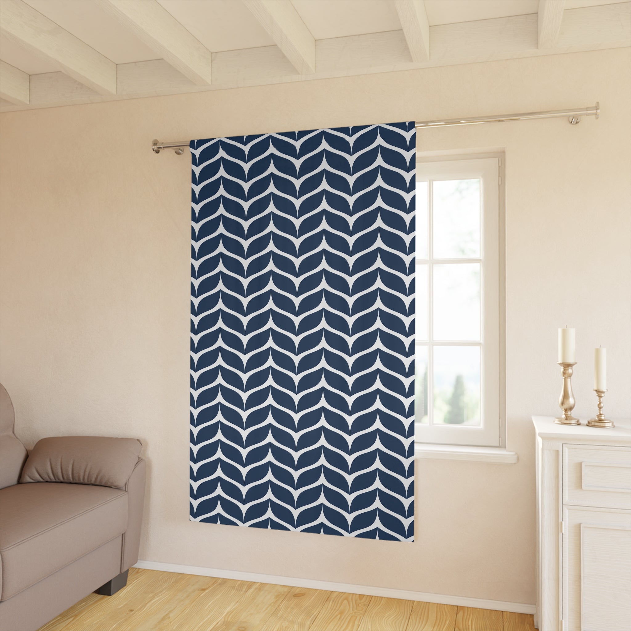 Blue Whale Tails Pattern Blackout Window Curtain
