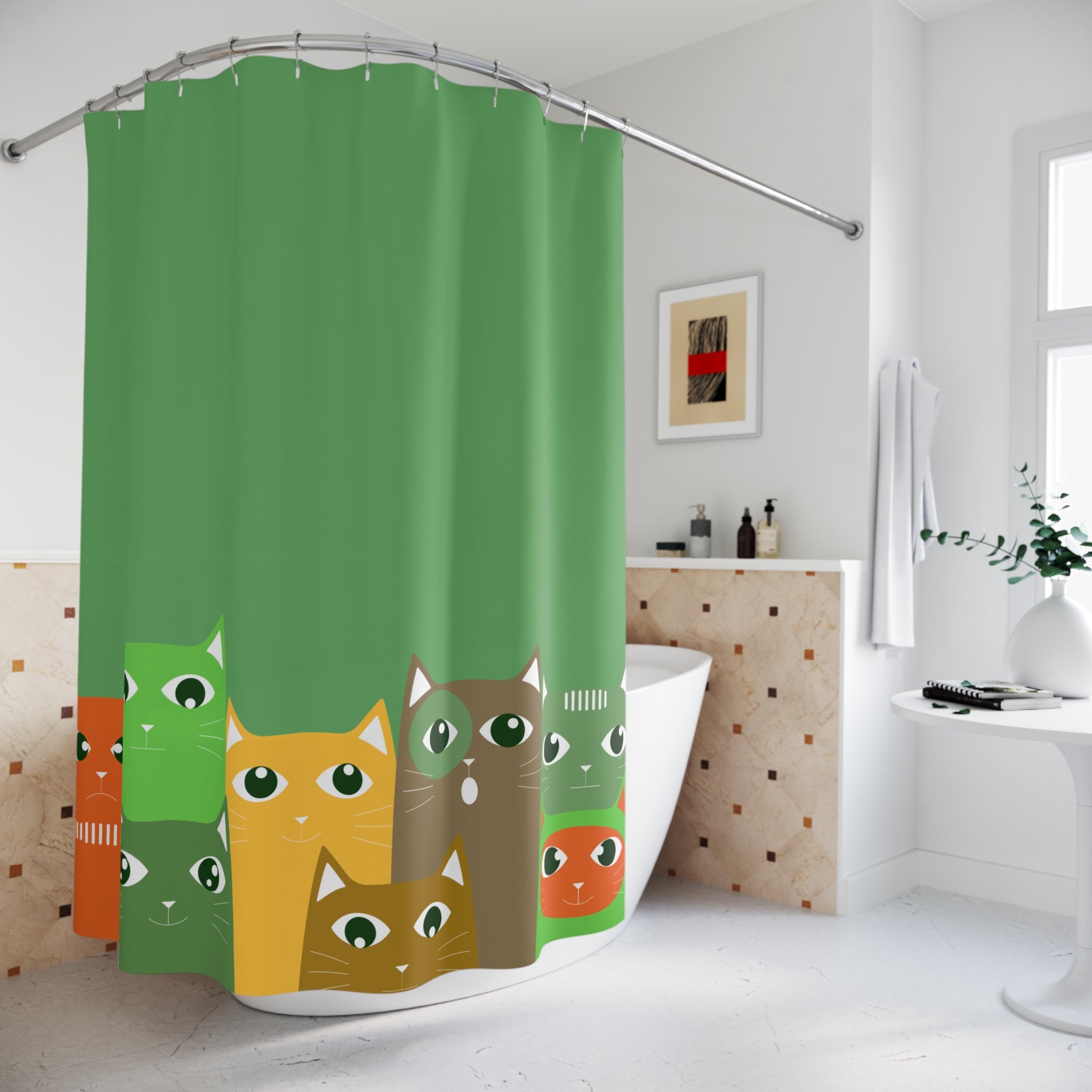 Curious Group of Shady Cats Shower Curtain
