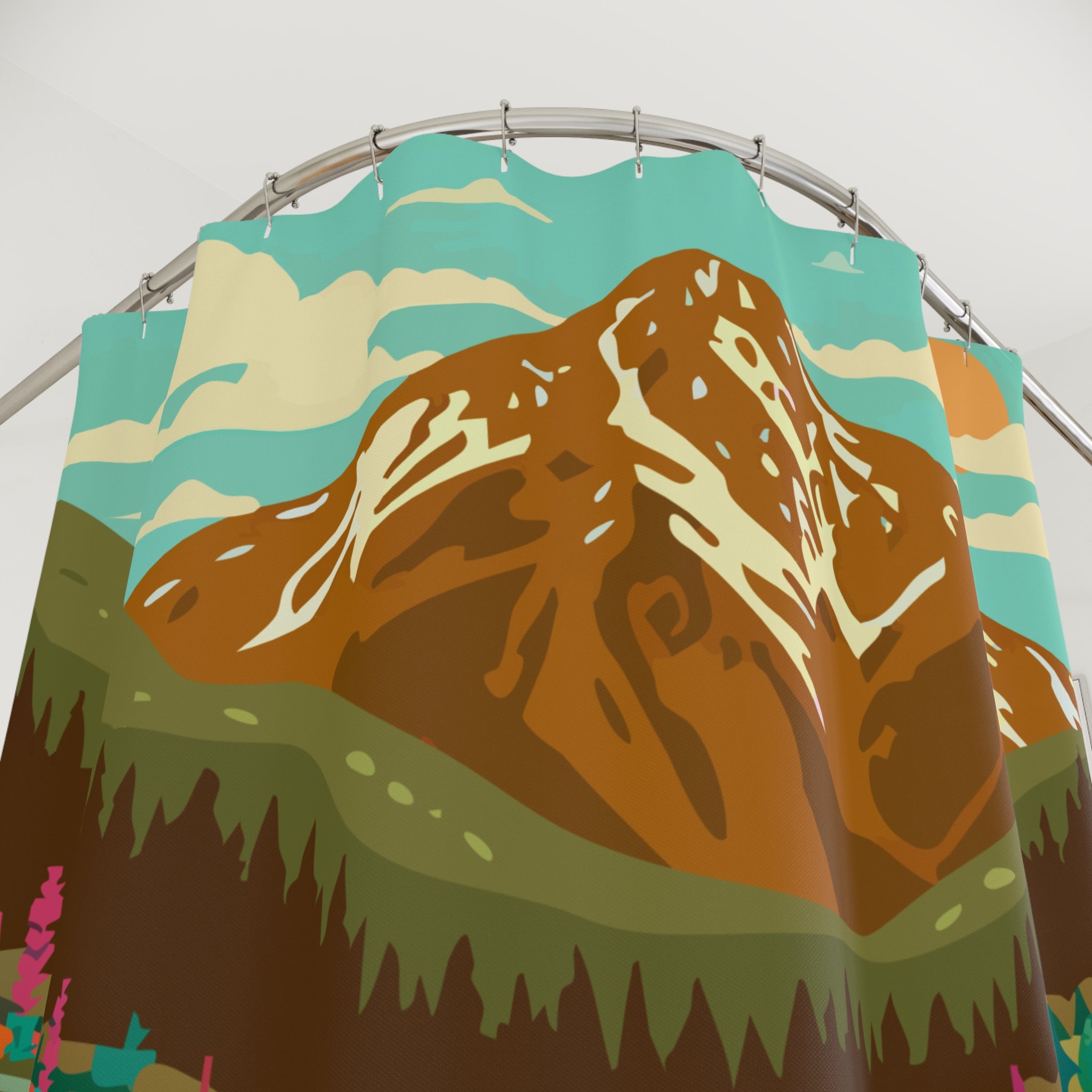God Speed Colorado Mountain Design Shower Curtain