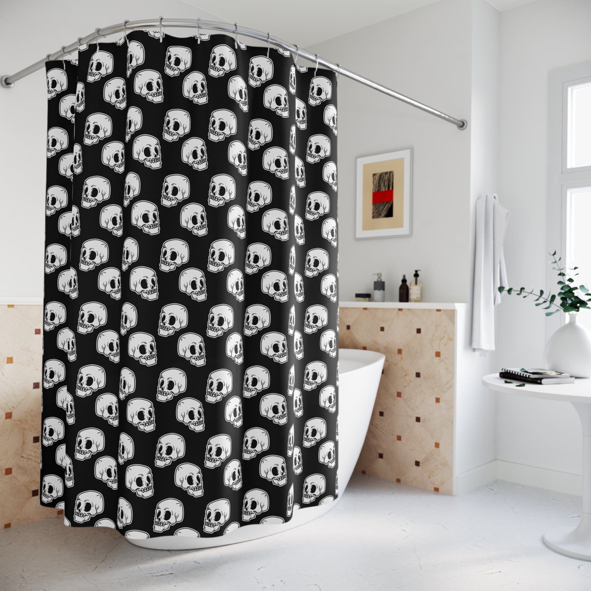 Gothic Skull Shower Curtain | Dark Bathroom Decor, Halloween Home, Spooky Vibes, Unique Gift, Edgy Aesthetic