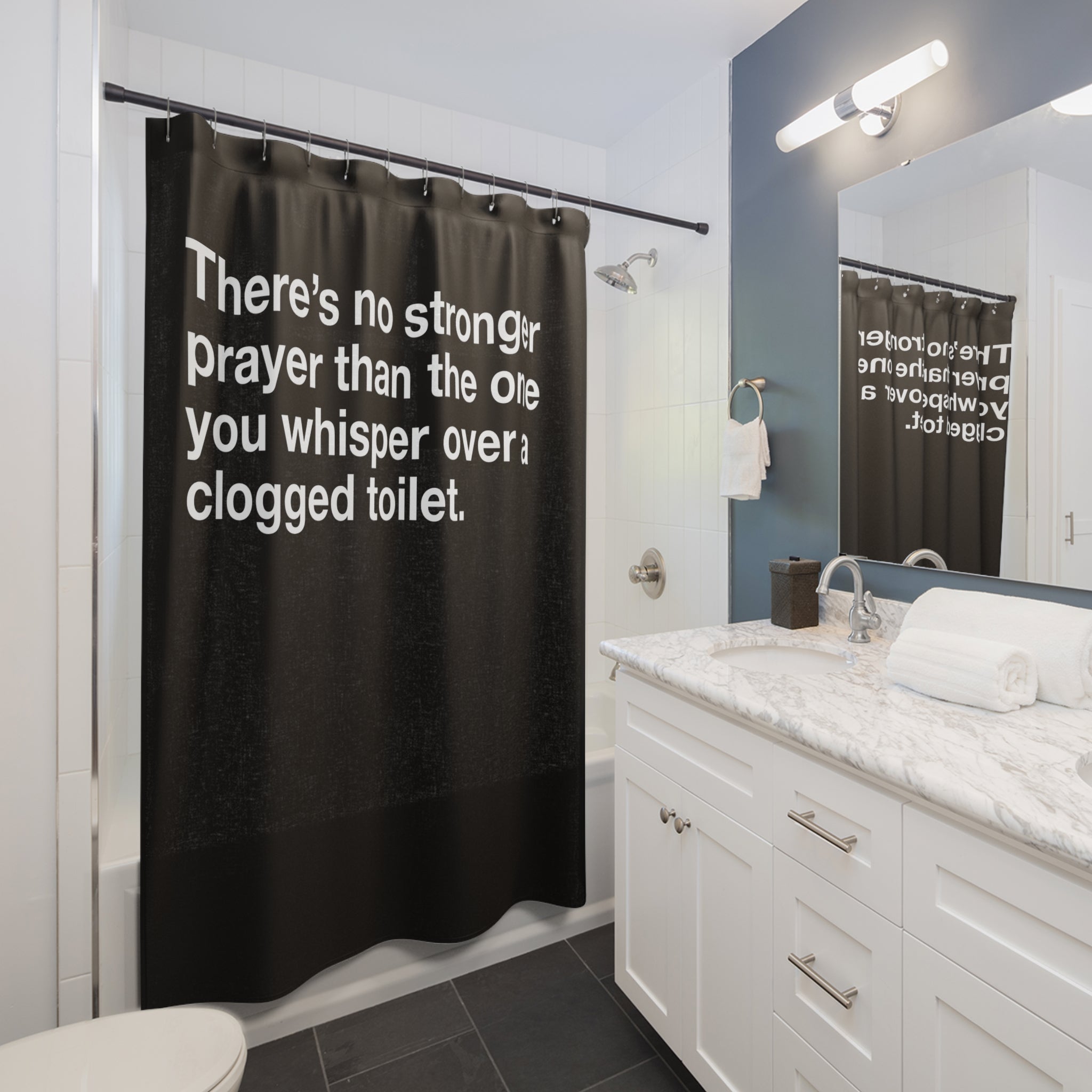 Clogged Toilet Prayers Shower Curtain