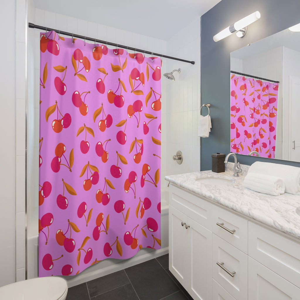 Charming Pink Cherry Shower Curtain