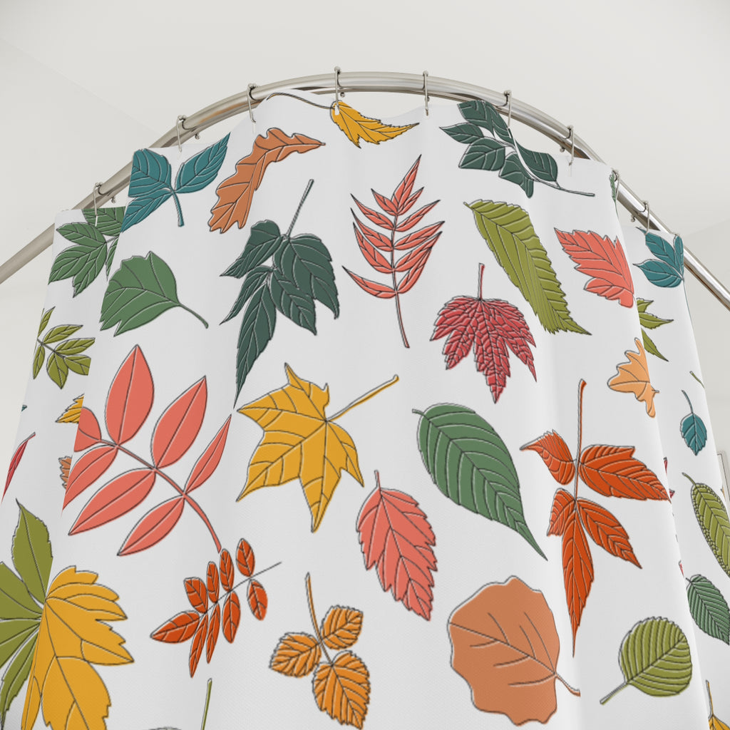 Autumn Leaves Shower Curtain, Fall Home Decor, Nature-Inspired Bathroom, Seasonal Decor, Leaf Patterned Curtain