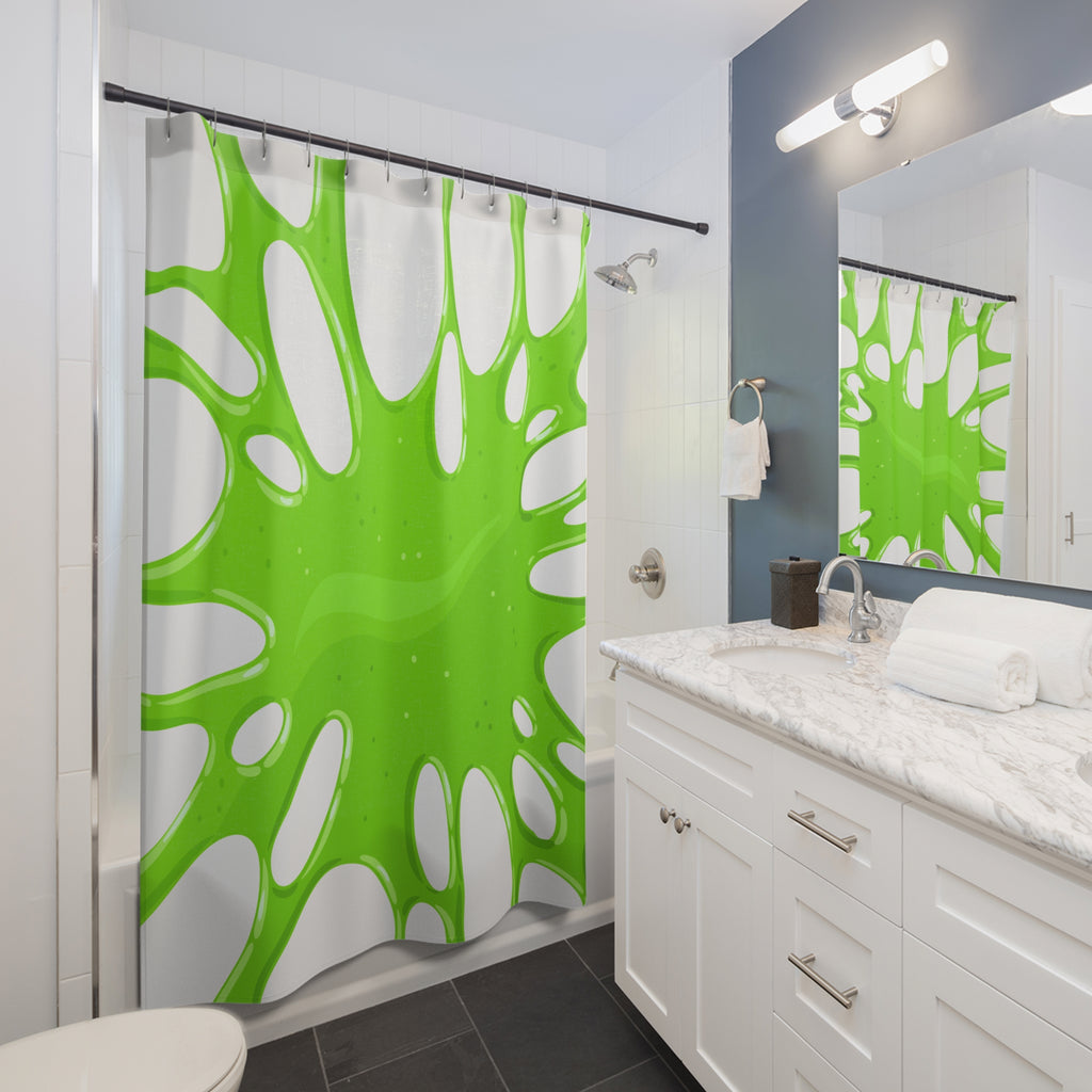 Vibrant Green Slimy Splash Shower Curtain