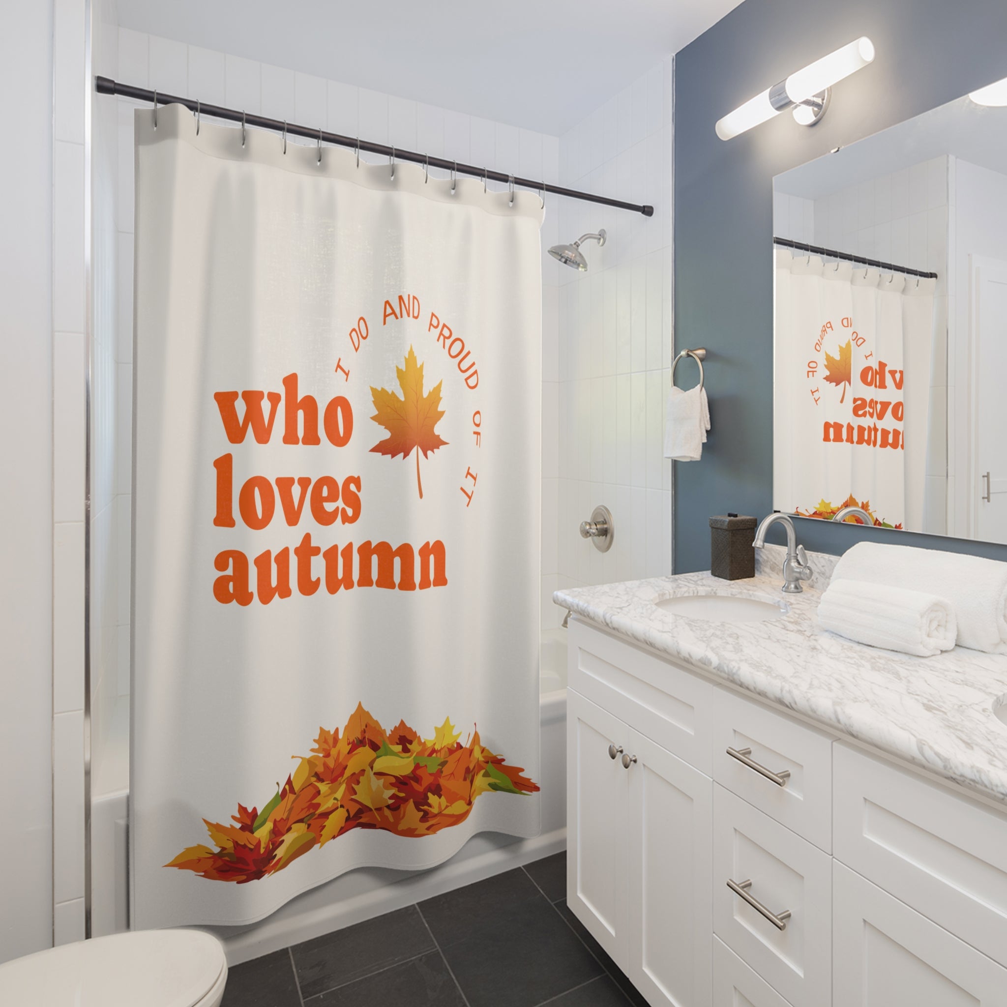 Autumn Leaves Shower Curtain, Fall Home Decor, Thanksgiving Bathroom Decor, Seasonal Shower Curtain, Leaf Print Shower Curtain