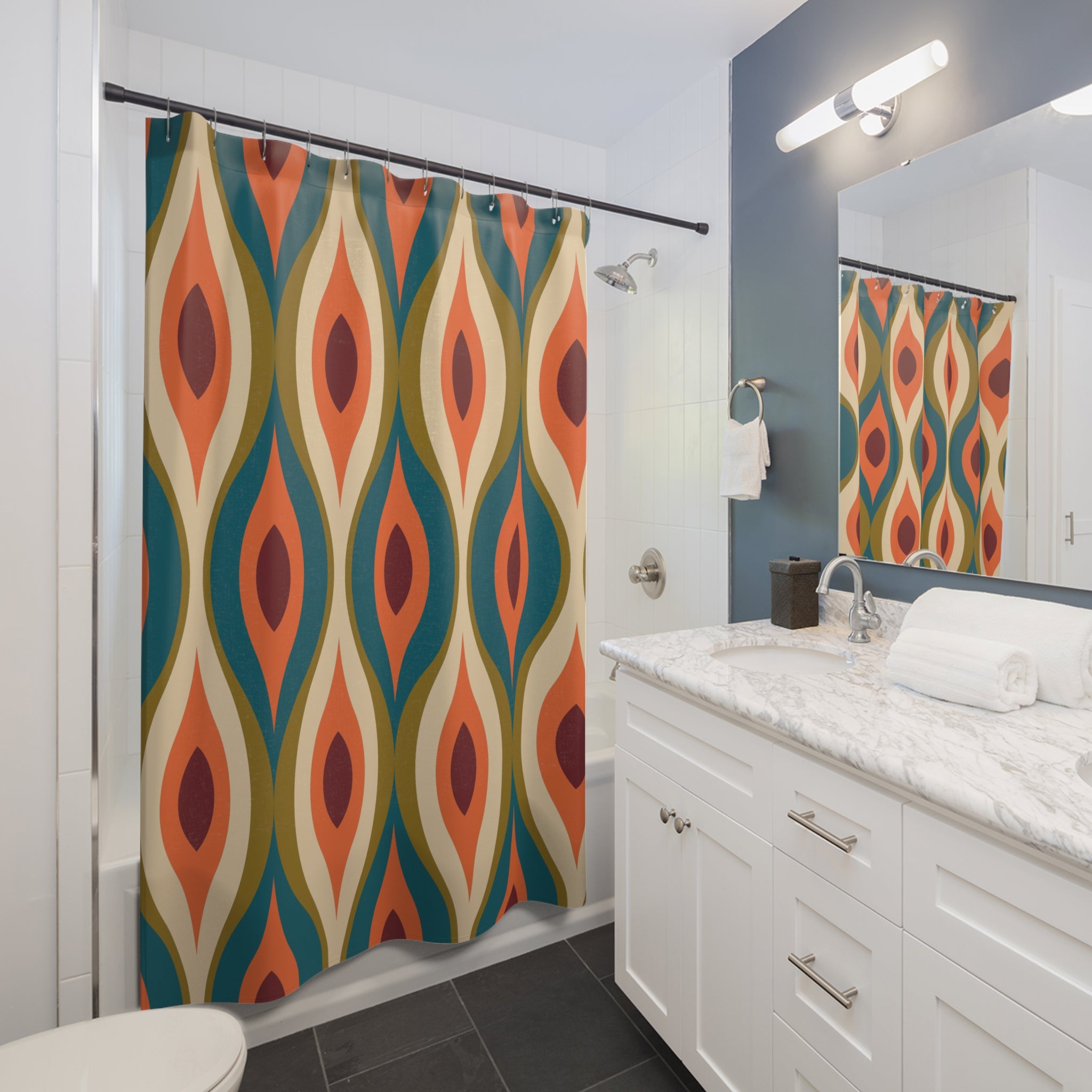 Retro Shaped Boho Shower Curtain