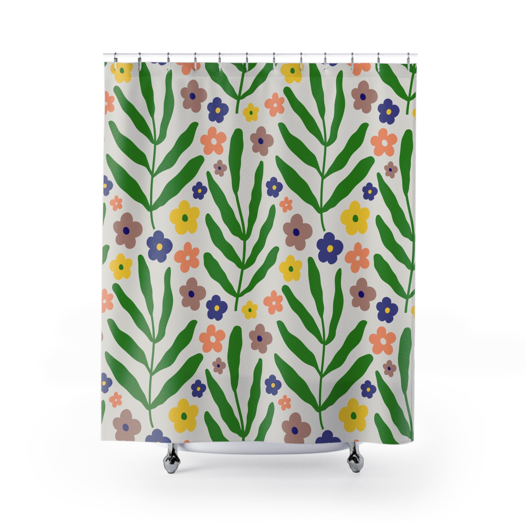 Vibrant Floral Shower Curtain, Boho Bathroom Decor, Garden-Inspired Design, Brighten Your Space, Eco-Friendly Home