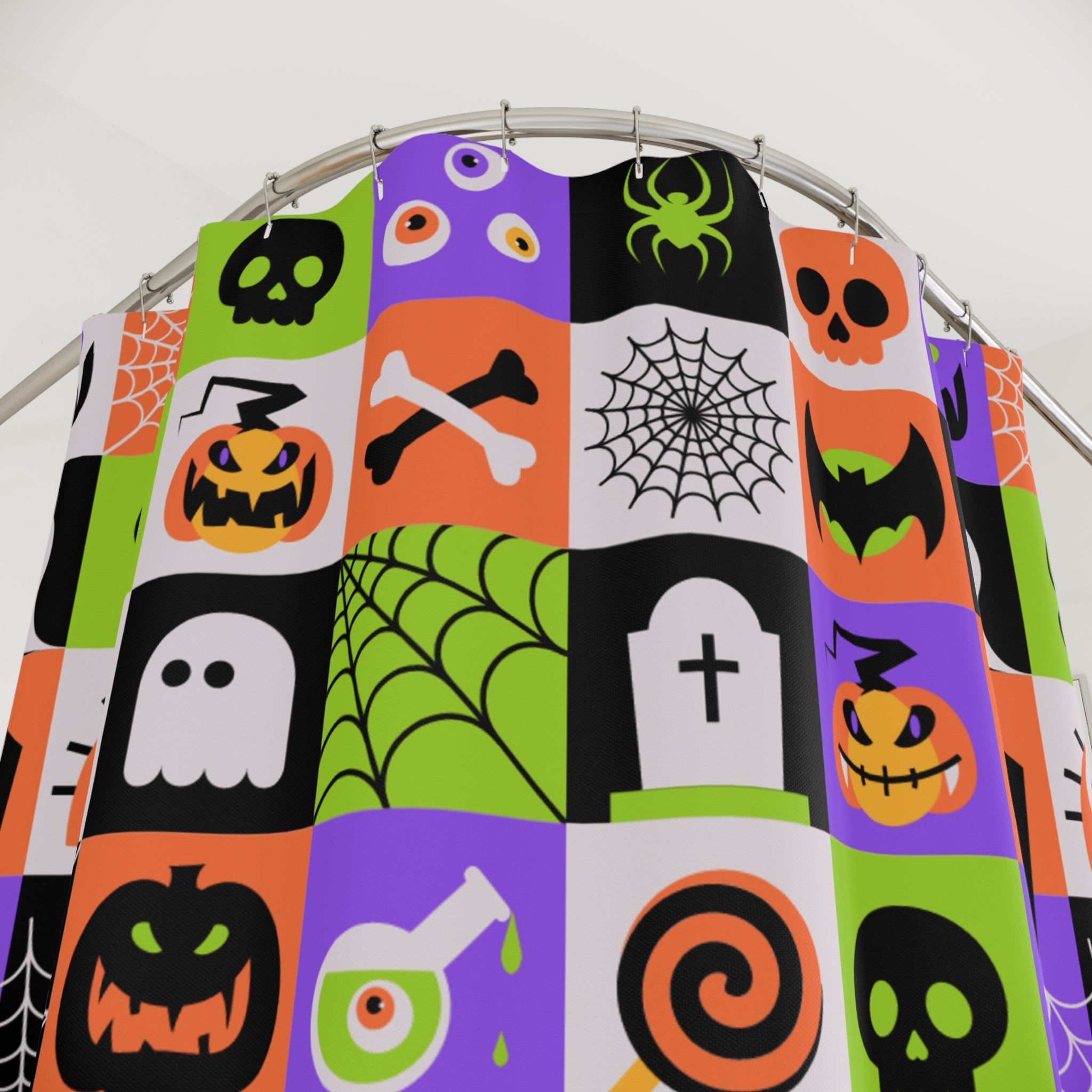 Halloween Shower Curtain, Spooky Bathroom Decor, Trick or Treat Theme, Halloween Party, Unique Home Accent
