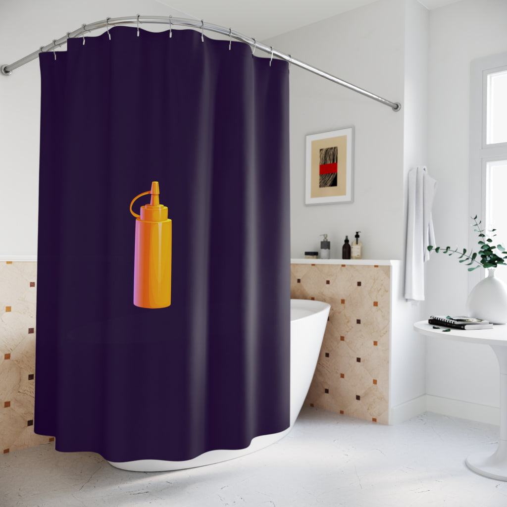 Single Like a Mustard Bottle Shower Curtain, Funky Bathroom Decor, Foodie Gift, Kitchen Vibe, Unique Home Accessory, Fun Shower Curtain
