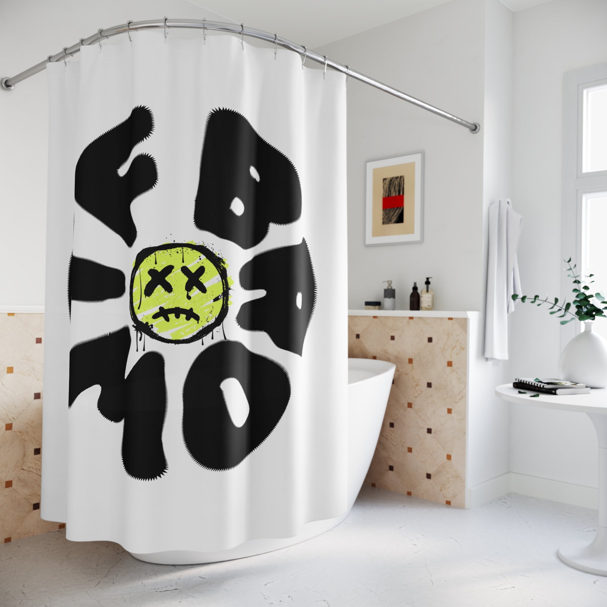 WTF BRO Vibrant Edgy Shower Curtain, Modern Bathroom Decor, Funky Home Accessory, Unique Gift for Teens, Artful Boho Vibe