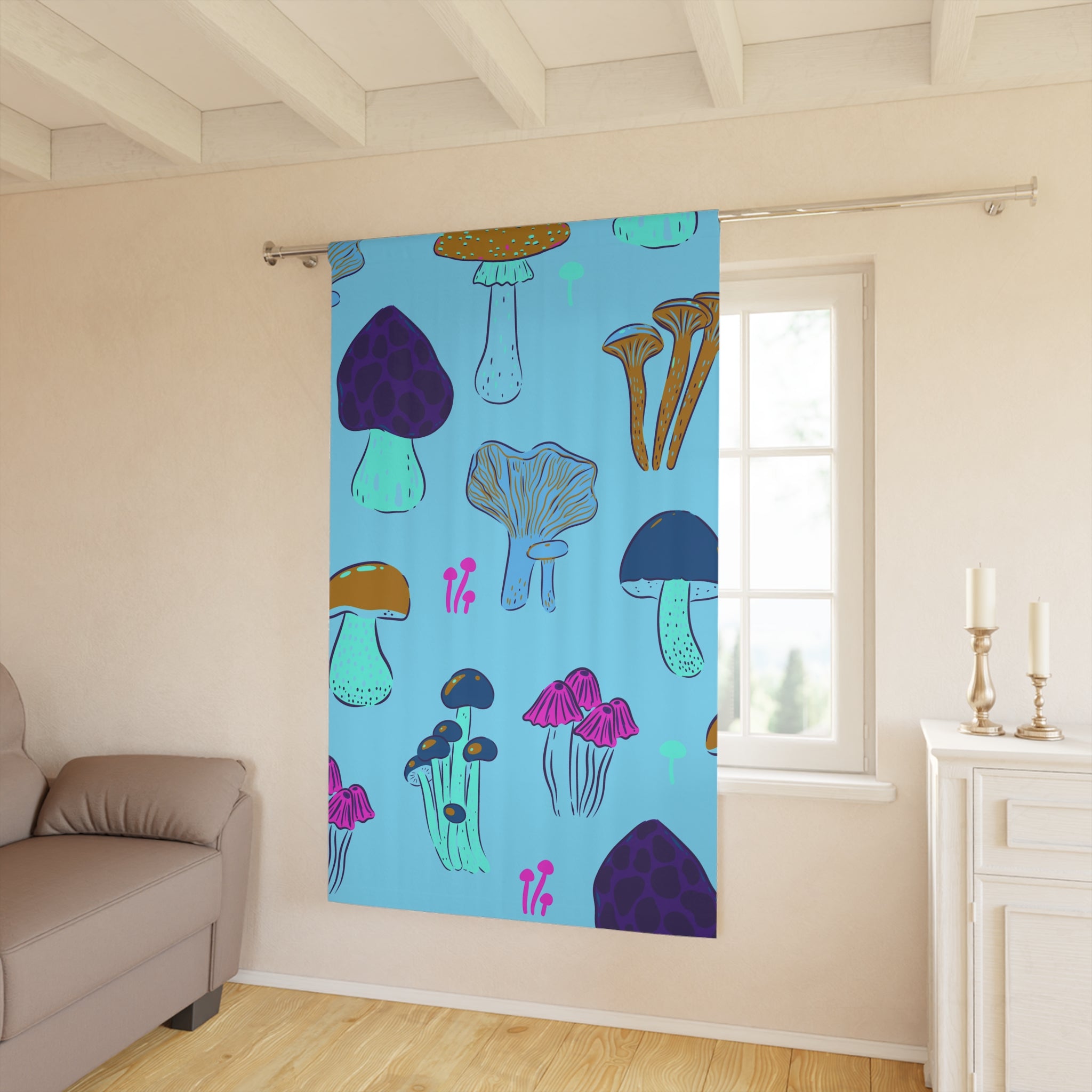 So Much Shroom Blue Blackout Window Curtain