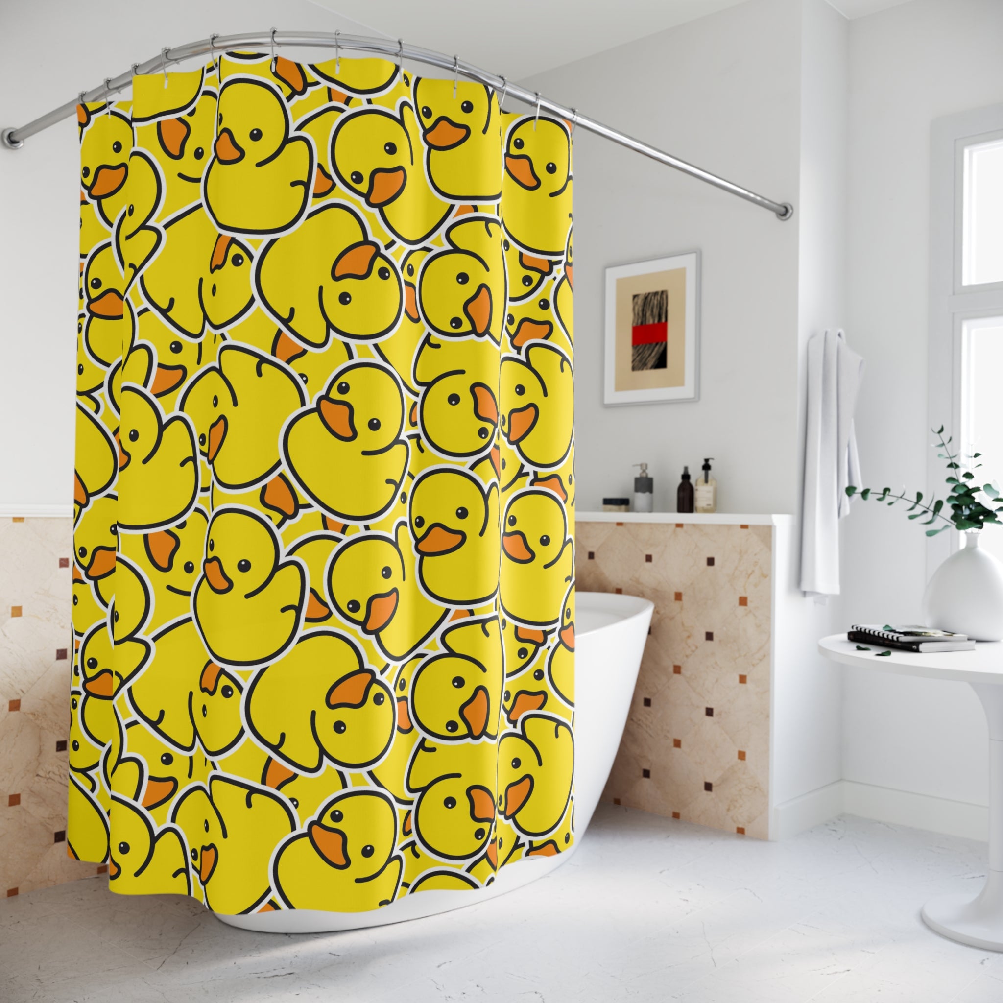 Cute Duck Shower Curtain, Fun Bathroom Decor, Kids Bathroom Accessories, Yellow Rubber Duck Theme, Playful Home Decor, Gift Idea