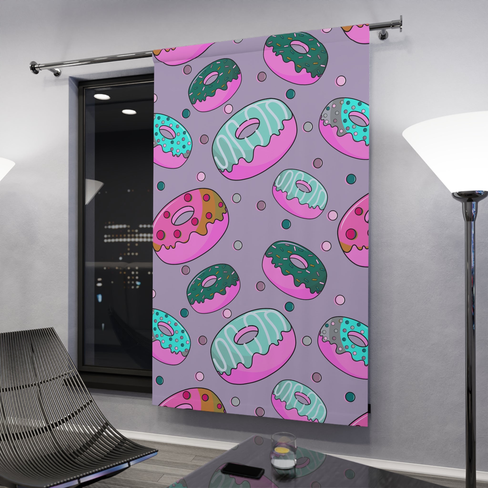 Sweeties Pink Donuts Patter Blackout Window Curtain
