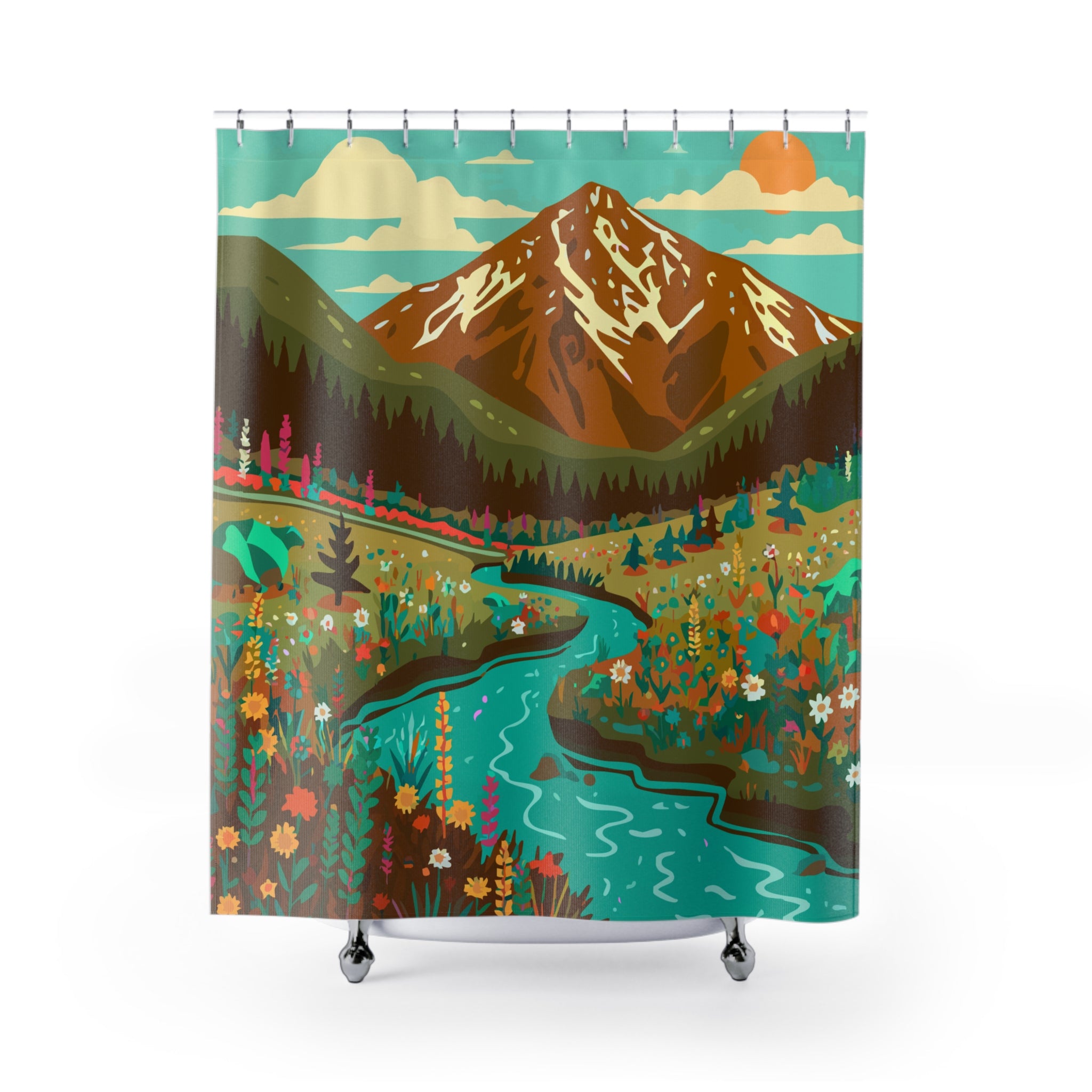 God Speed Colorado Mountain Design Shower Curtain