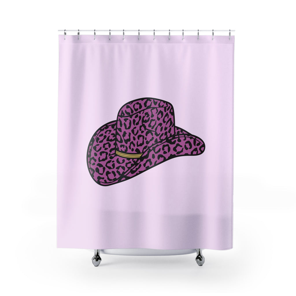 Bachelorette Party Gift Cowgirl Pink Cheetah Shower Curtain with Pink Leopard Print, Western Bathroom Decor, Fun Home Accessory, Gift for Cowgirl Lovers, Floral Theme