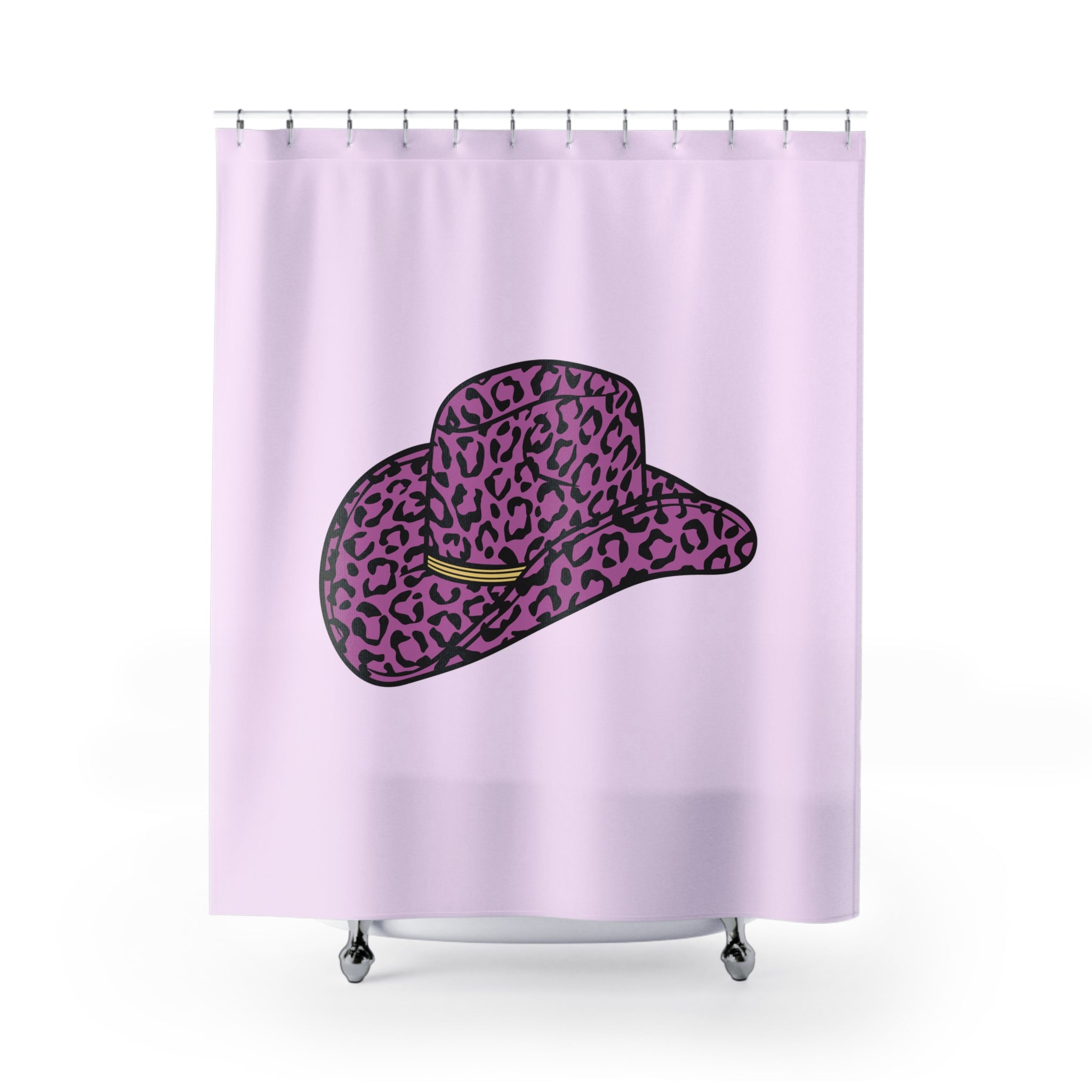Bachelorette Party Gift Cowgirl Pink Cheetah Shower Curtain with Pink Leopard Print, Western Bathroom Decor, Fun Home Accessory, Gift for Cowgirl Lovers, Floral Theme