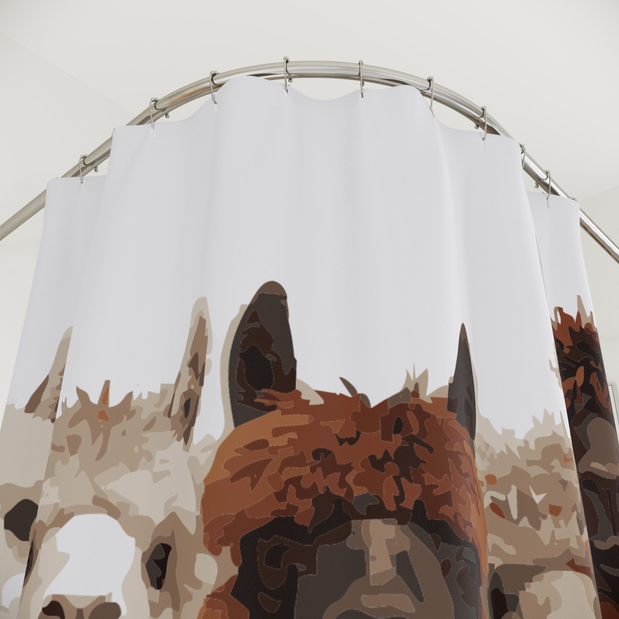 Uncanny Valley Llama Bunch Shower Curtain