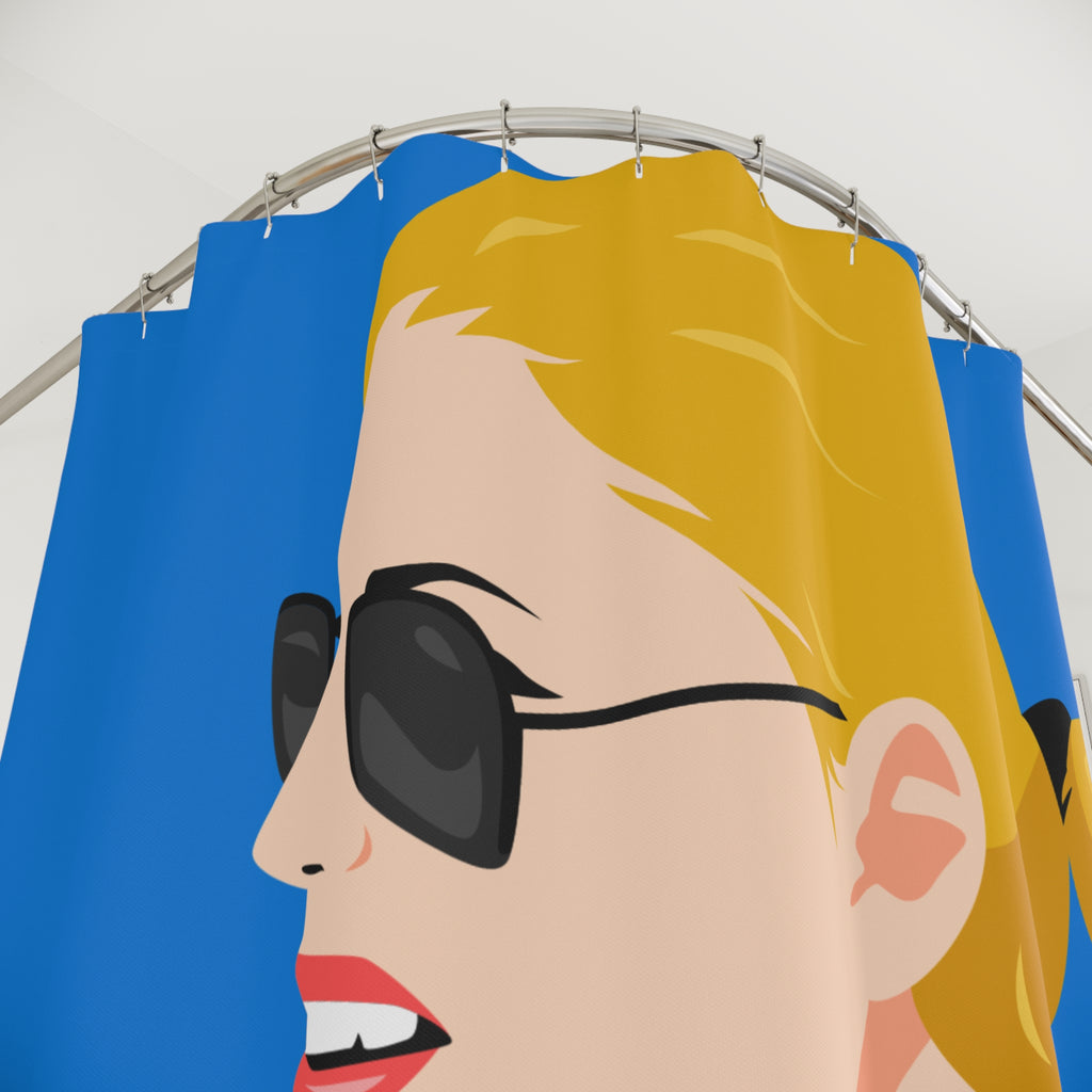 Judgmental Blonde Woman Shower Curtain, Glamorous Bathroom Decor, Summer Oasis, Fun Modern Design, Gifts for Her, Vacation Home Essentials