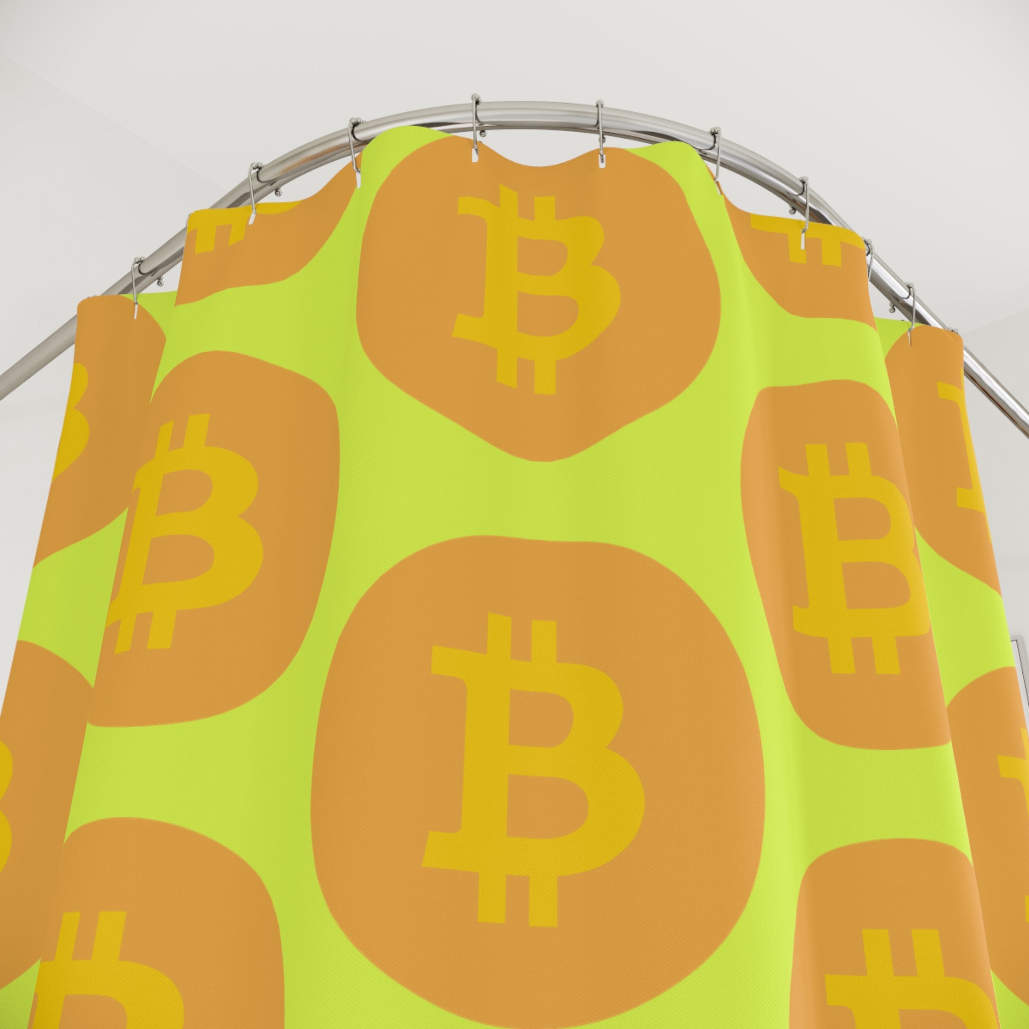Bitcoin Pattern Shower Curtain - Vibrant Bathroom Decor, Cryptocurrency Gift, Financial Themed Home, Modern Waterproof Curtain, Unique