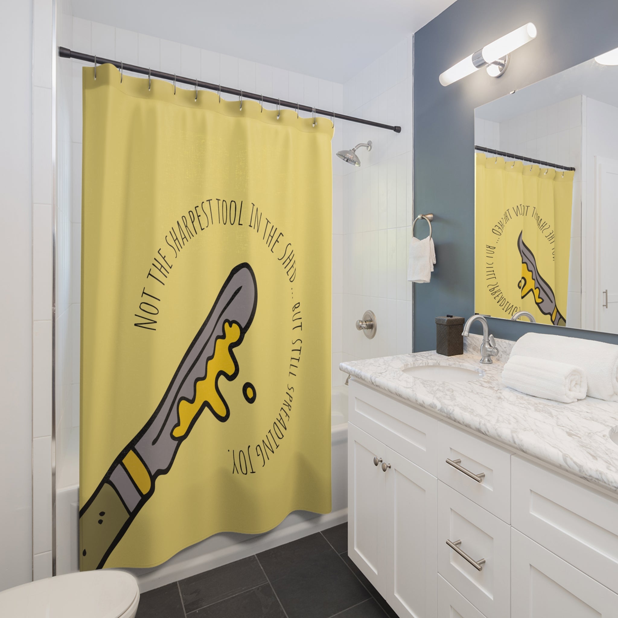 Not the Sharpest Tool in the Shed, Whimsical Shower Curtain, Fun Bathroom Decor,  Quirky Home Accessories, Gift for Humor Lovers