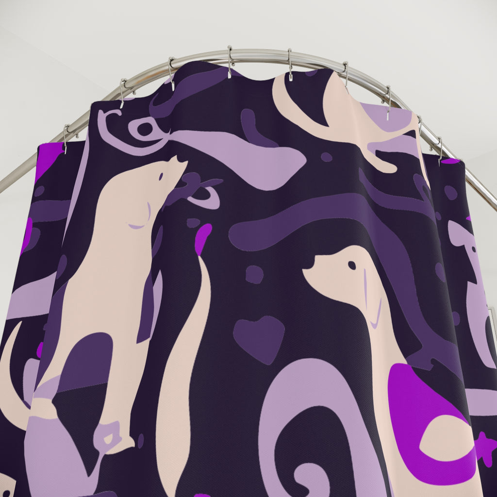 Whimsical Purplish Dog Swirl Shower Curtain