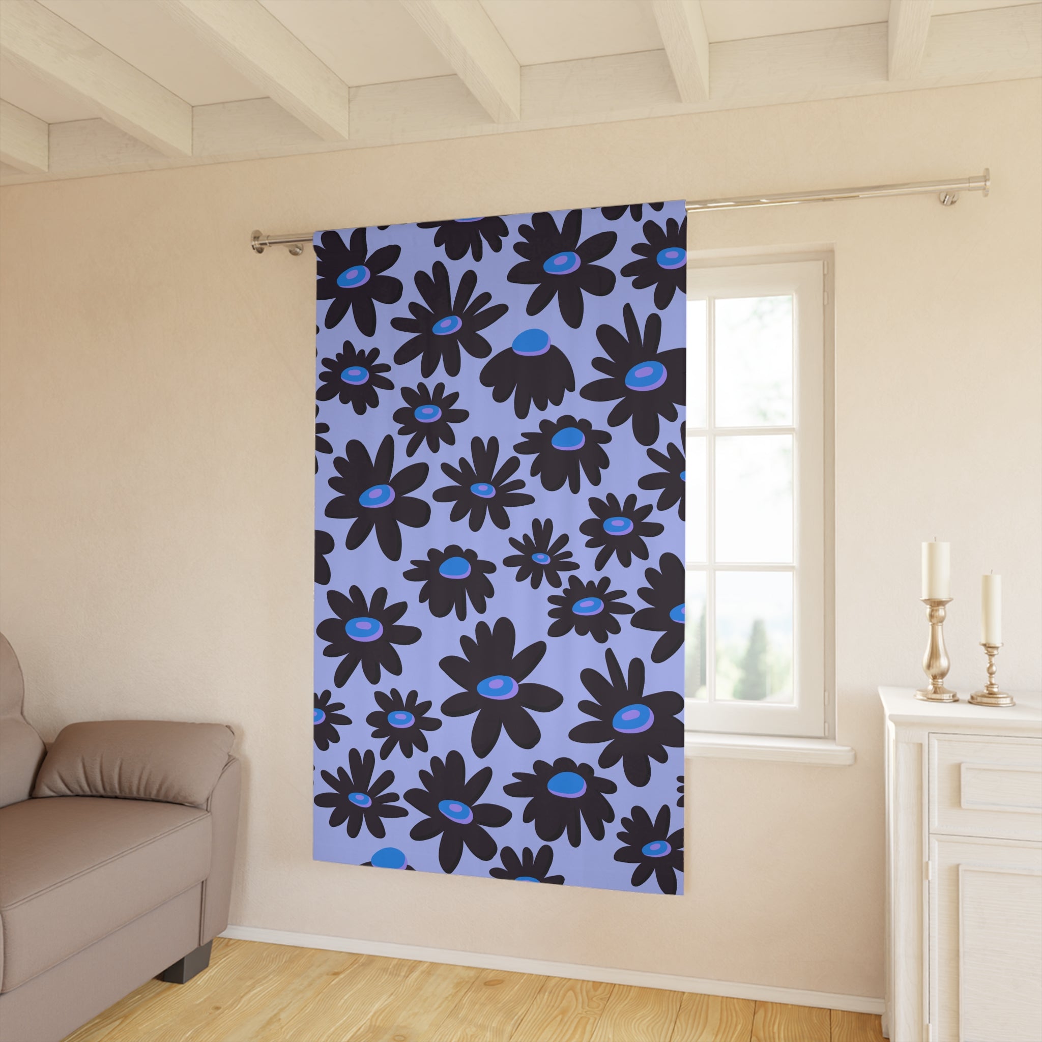 Daisy Field Gothic Pattern Blackout Window Curtain
