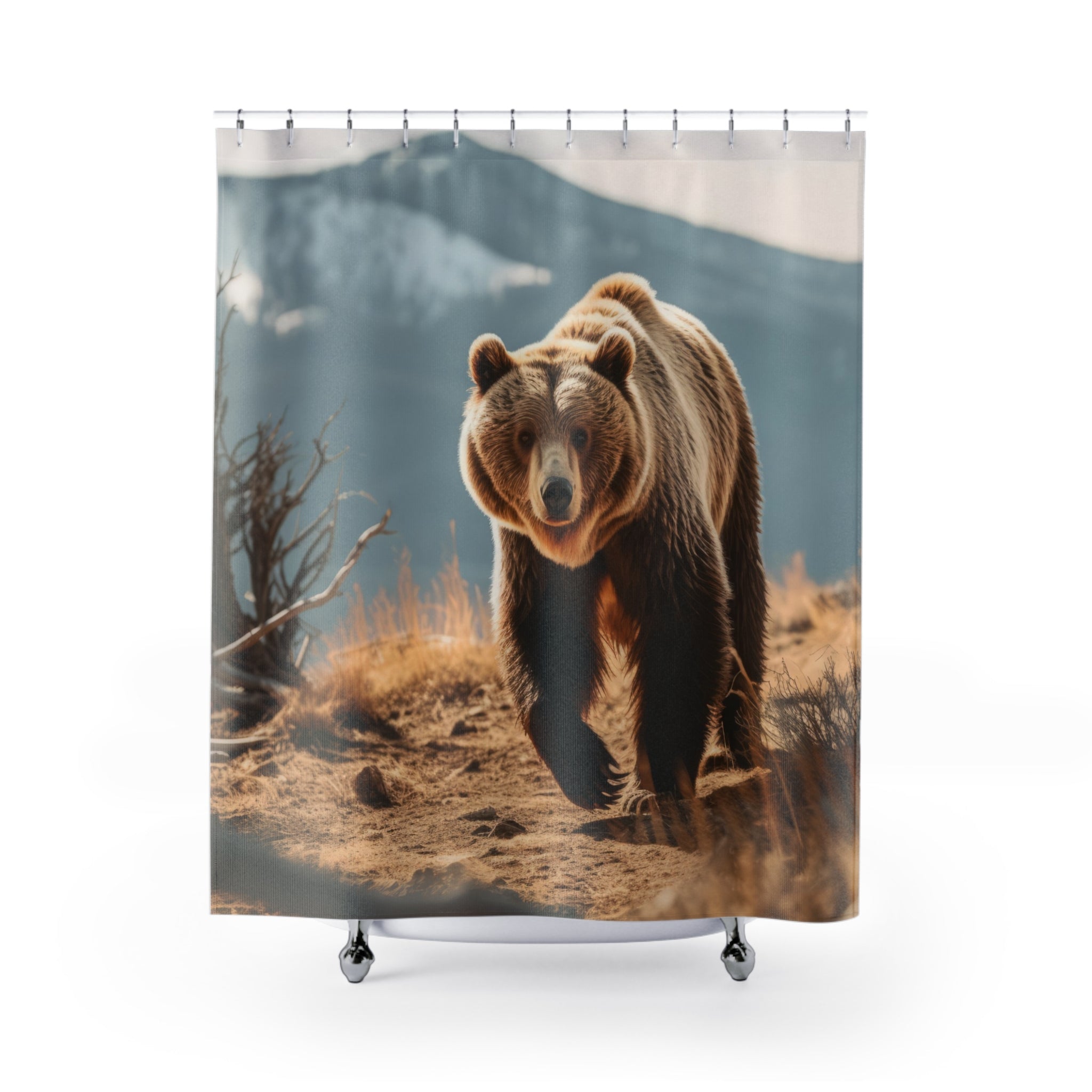 Wild Grizzly Bear Shower Curtain | Nature Decor, Bathroom Essentials, Gift for Wildlife Lovers, Rustic Home Accent, Animal Bathroom Decor
