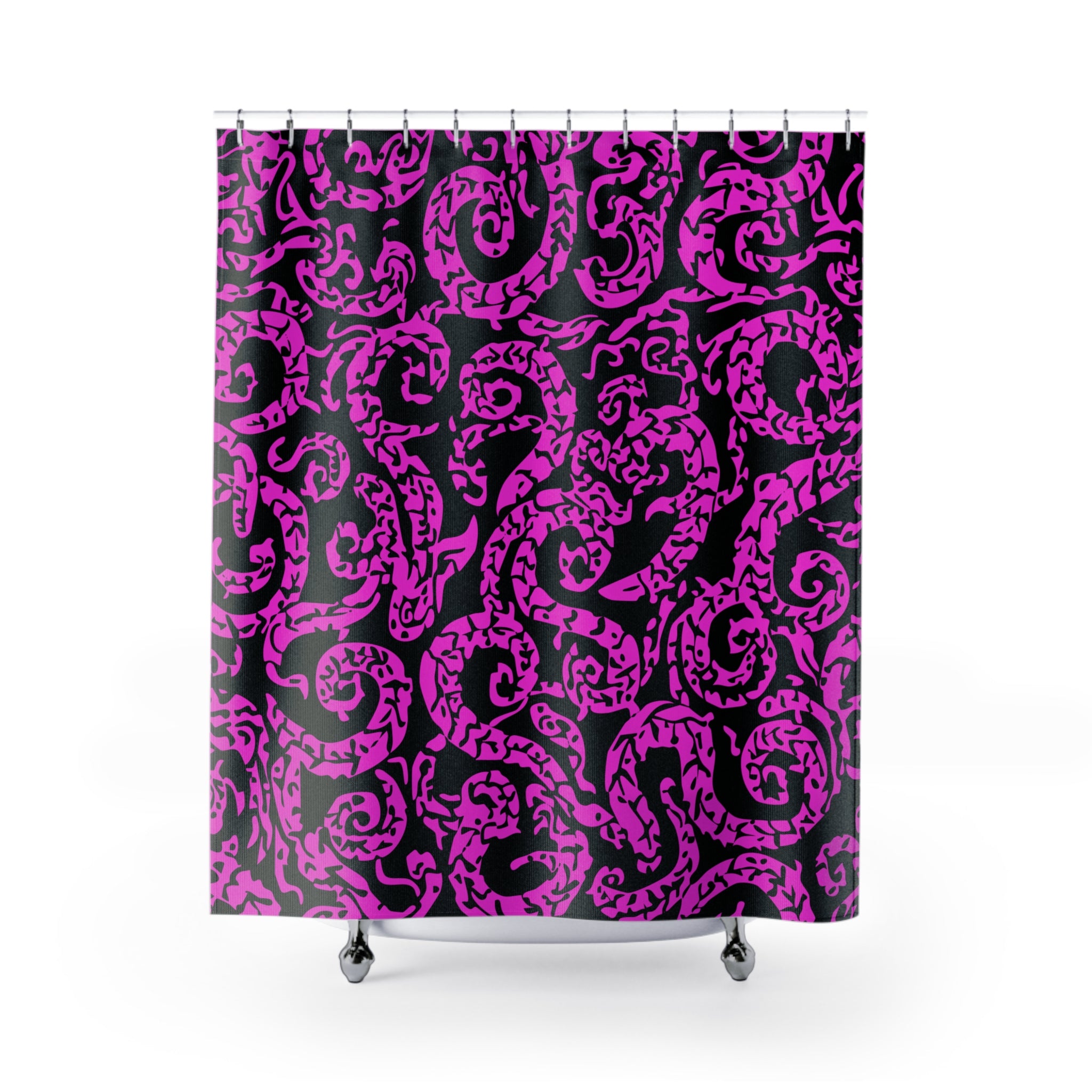 A Little Pink Snaky Patterned Shower Curtain