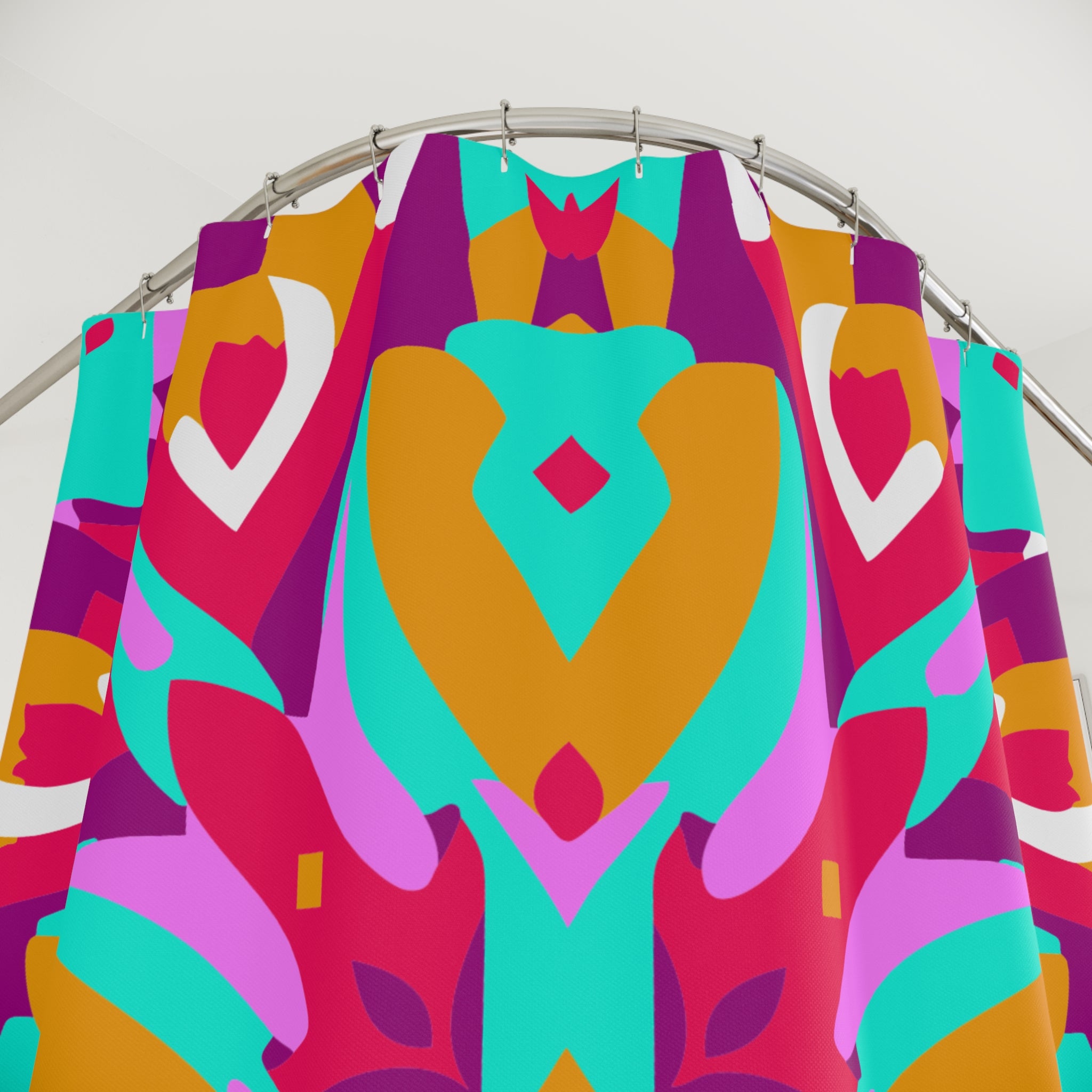 Pinkish Geometric Patterned  Shower Curtain