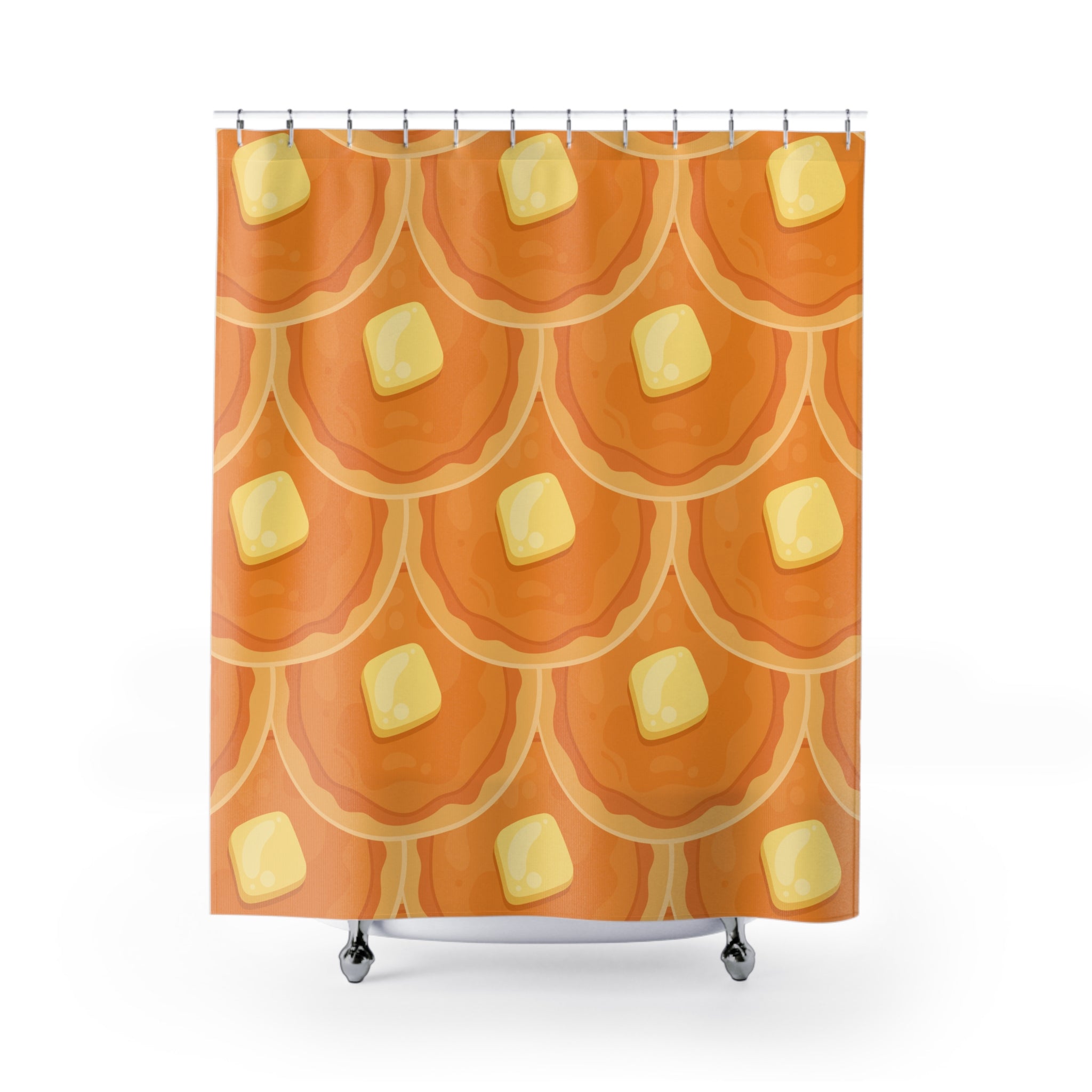 Pancake Scaled Pattern Shower Curtain, Fun Bathroom Decor, Kitchen Themed Gift, Breakfast Lovers, Unique Gift Idea