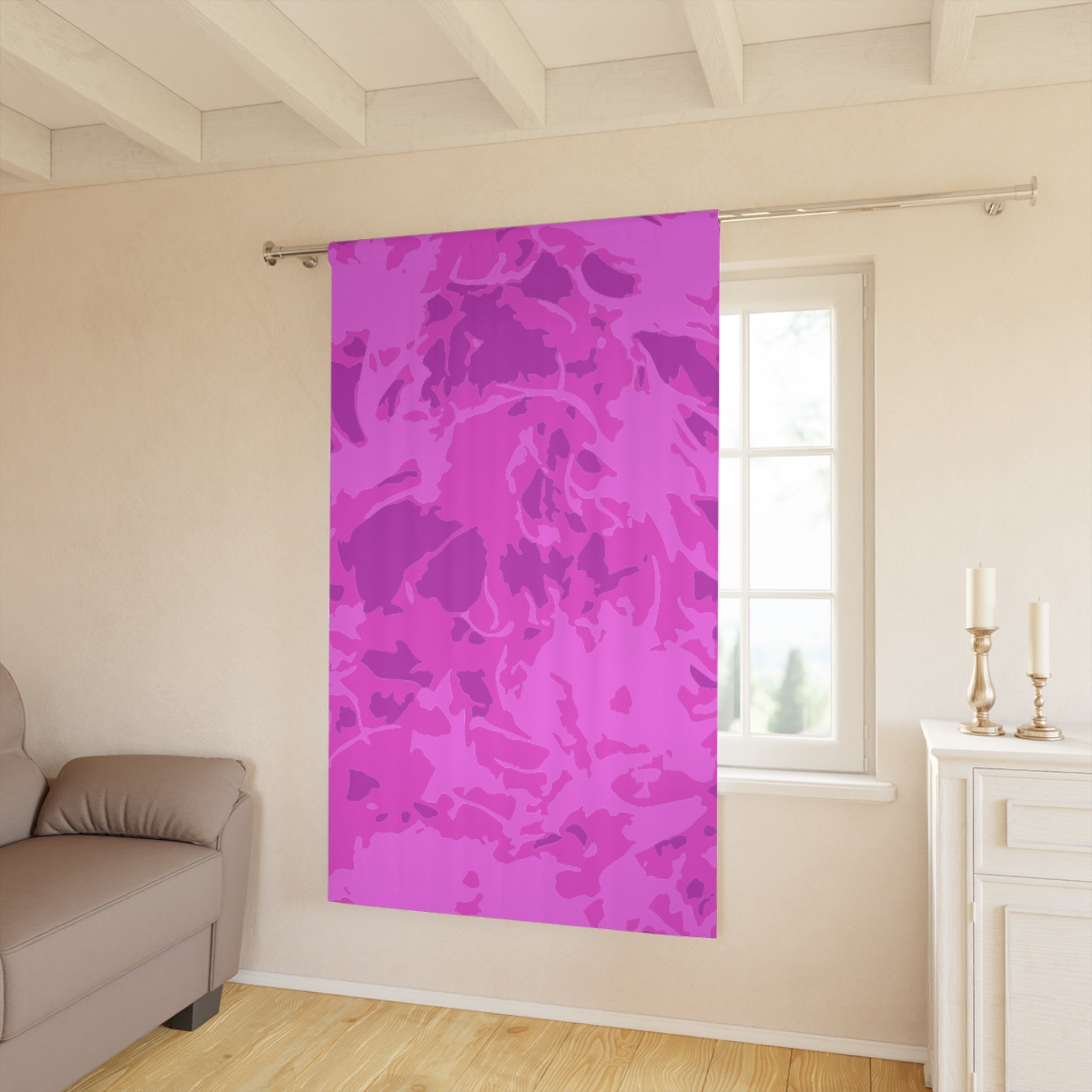Vibrant Pink Stuff Design Blackout Window Curtain