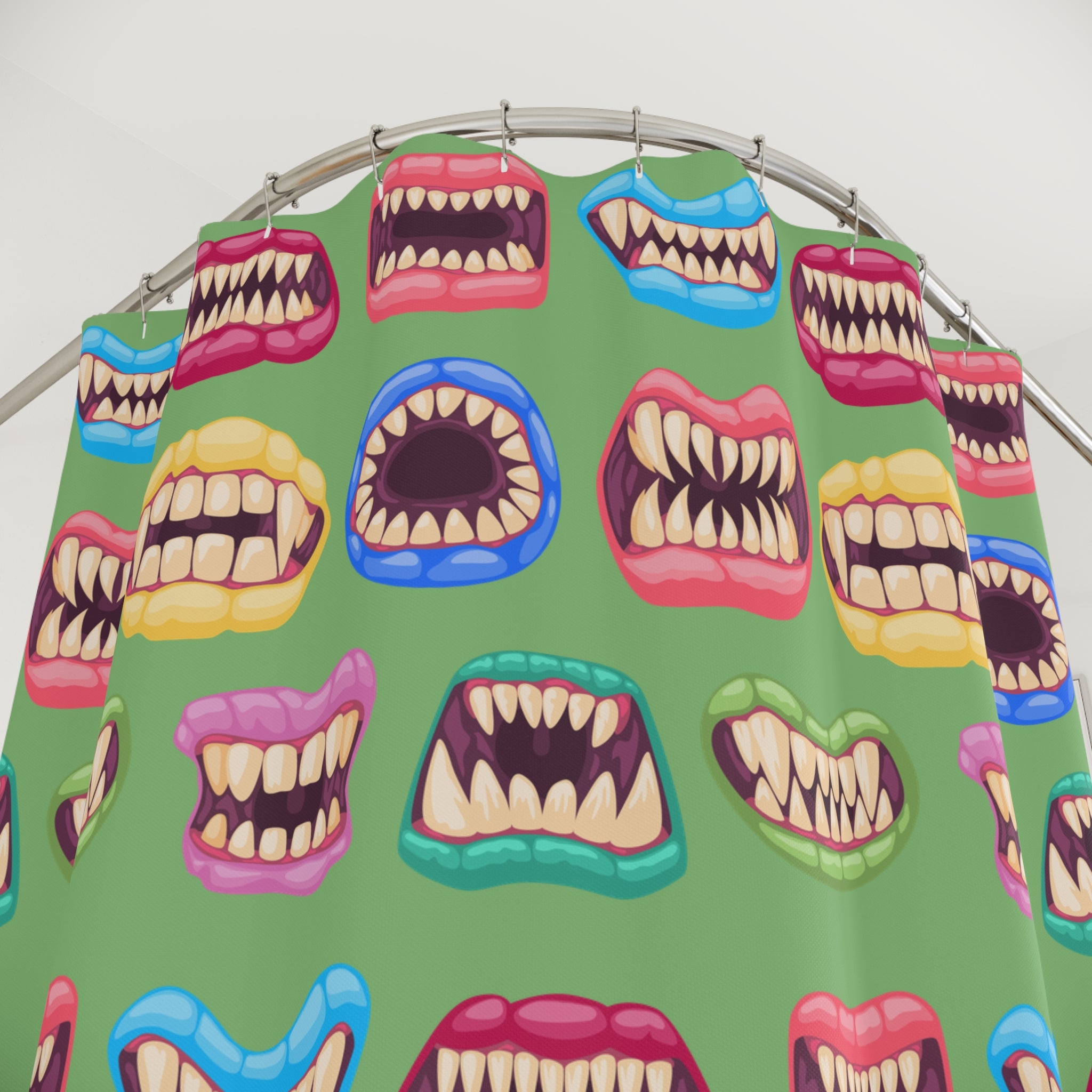 Playful Monster Shower Curtain, Fun Bathroom Decor, Colorful Artwork, Halloween Themed, Unique Gift