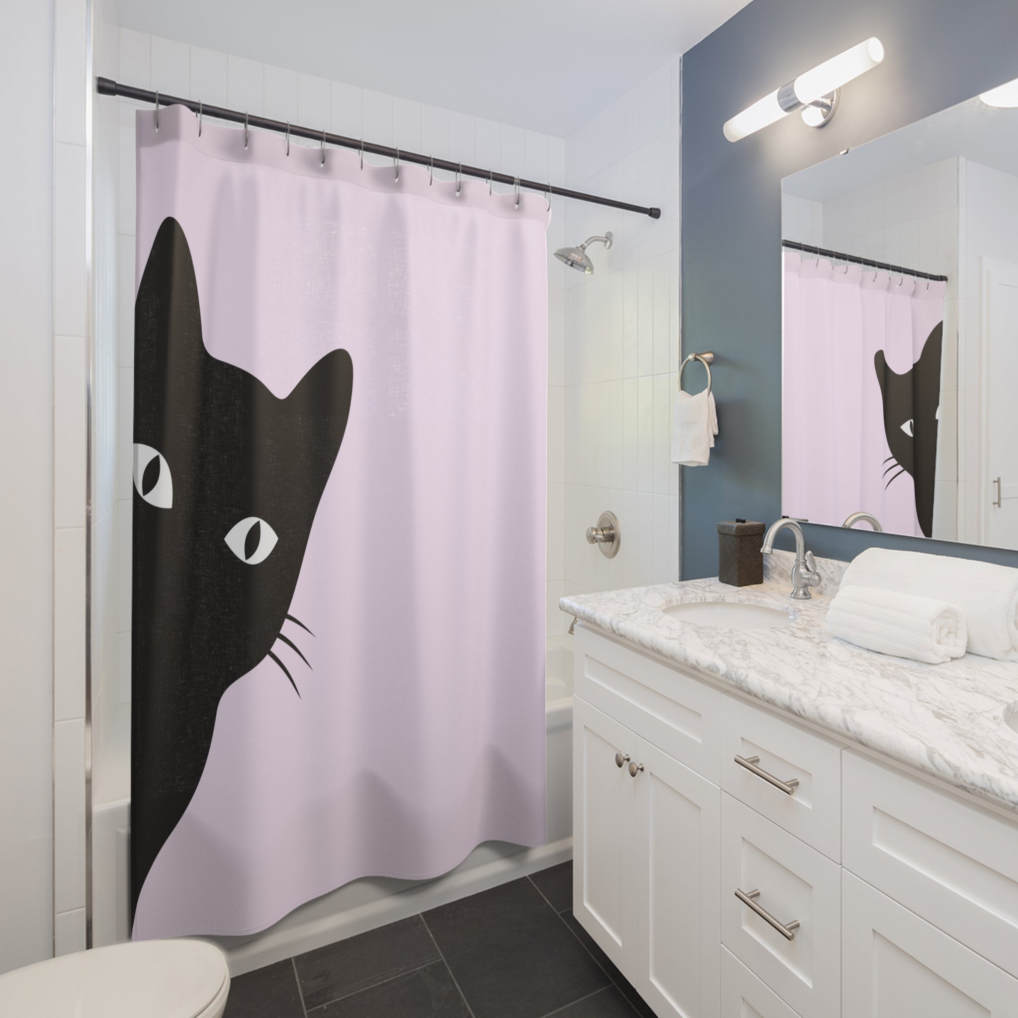 Chic Cat Shower Curtain - Modern Bath Decor, Cute Cat Designs, Gift for Cat Lovers, Trendy Bathroom Accessories, Home Makeover