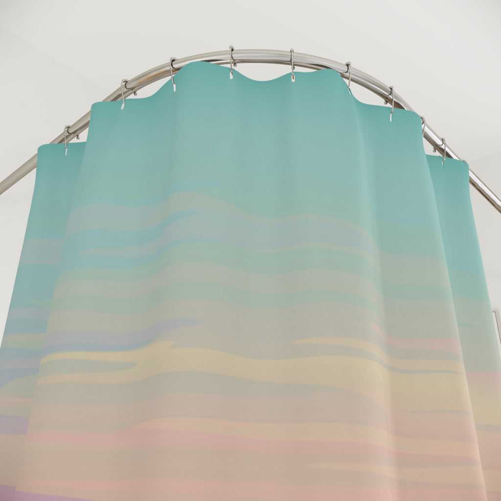 Serene Coastal Minimalist Shower Curtain, Ocean Wave Bathroom Decor, Relaxing Home Accent, Nautical Gift, Tranquil Vibe