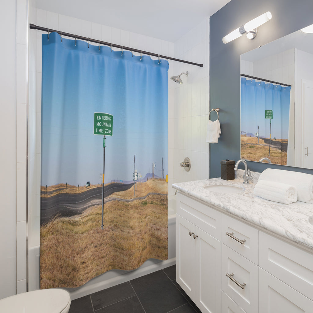 New Mexico Mountain Time Zone Road Sign Shower Curtains
