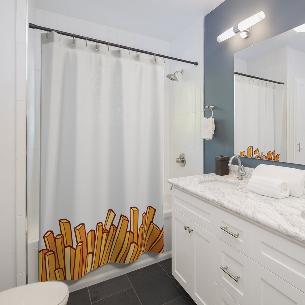 Fries-Inspired Shower Curtain, Fun Bathroom Decor, Kitchen Theme, Fast Food Lover Gift, Bright and Quirky Bathroom Accent