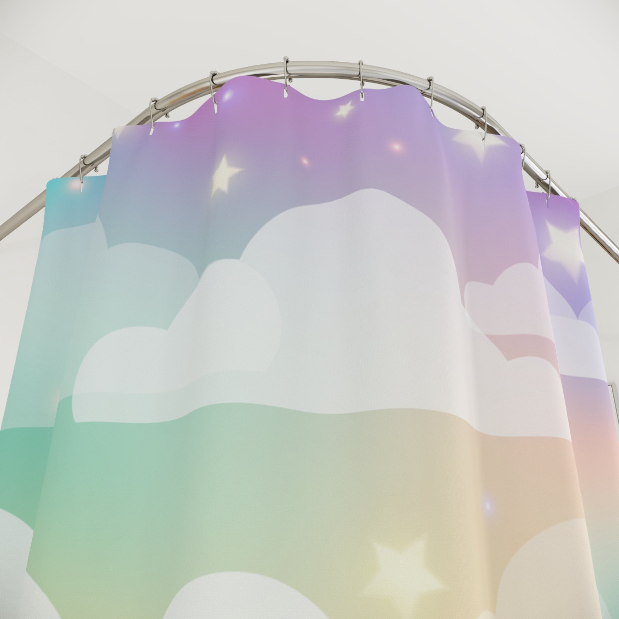 Dreamy Unicorn Clouds Shower Curtain, Kids Bathroom Decor, Pastel Bathroom Design, Colorful Cloud Home Accessory, Shower Curtain for Nursery