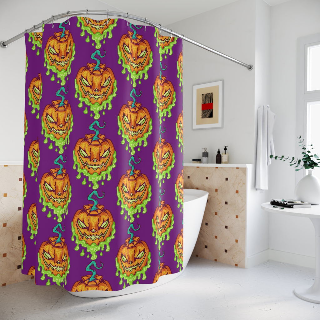 Spooky Pumpkin Shower Curtain, Halloween Decor, Bathroom Accessories, Holiday Gift, Fun Home Decor, Pumpkin Pattern