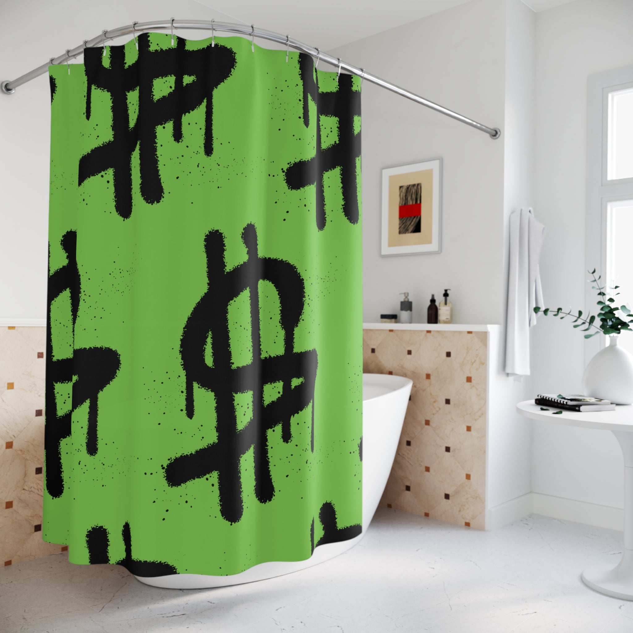 Head Full of Money - Bold Motivational Shower Curtain - Just Make That Money, Bathroom Decor, Money-Themed Gift, Home Accessories, Modern Design