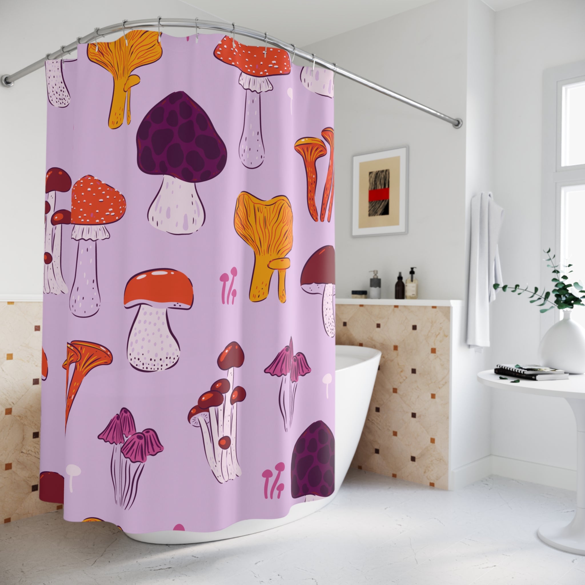 So Much Shroom Pink Shower Curtain