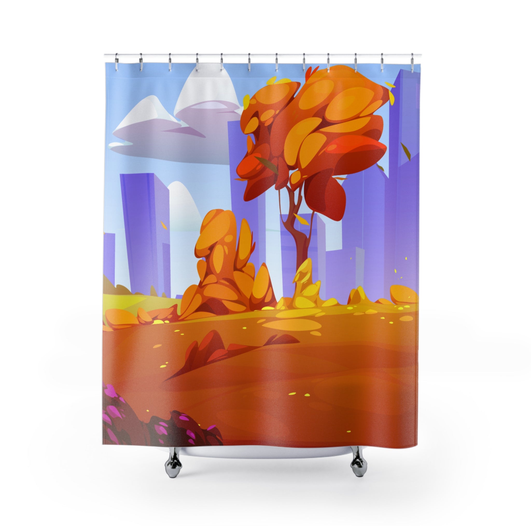 Autumn Landscape Shower Curtain, Cozy Home Decor, Fall Bathroom Accessories, Seasonal Gift, Vibrant Nature Design
